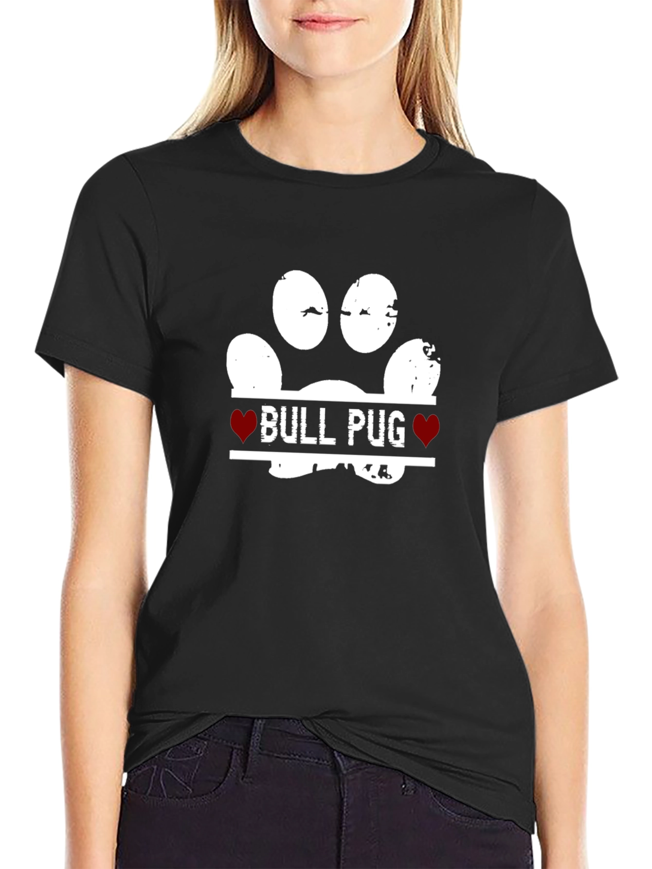 Bull Pug Paw Print T-Shirt