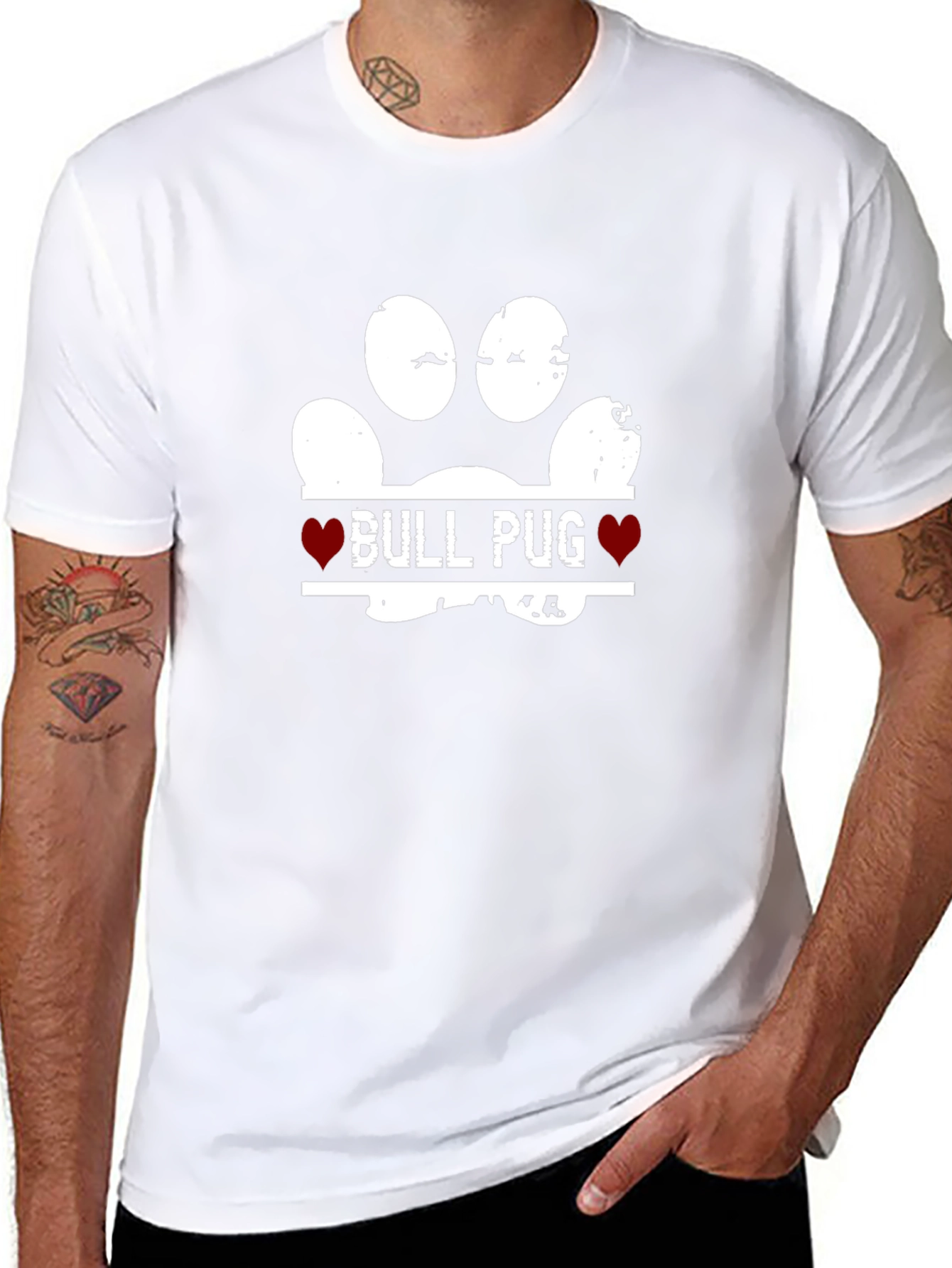 Bull Pug Paw Print T-Shirt