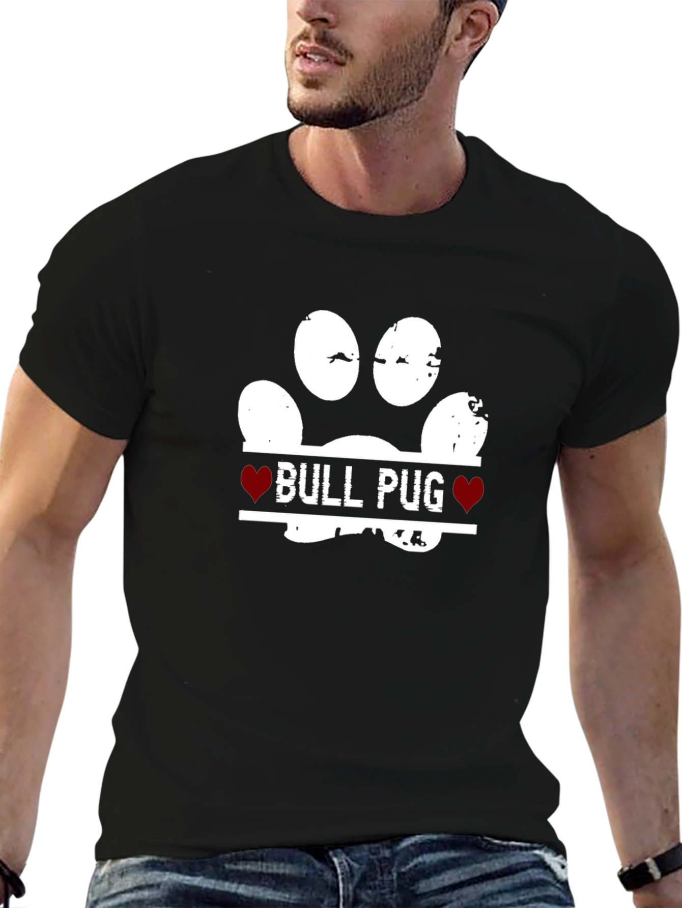 Bull Pug Paw Print T-Shirt
