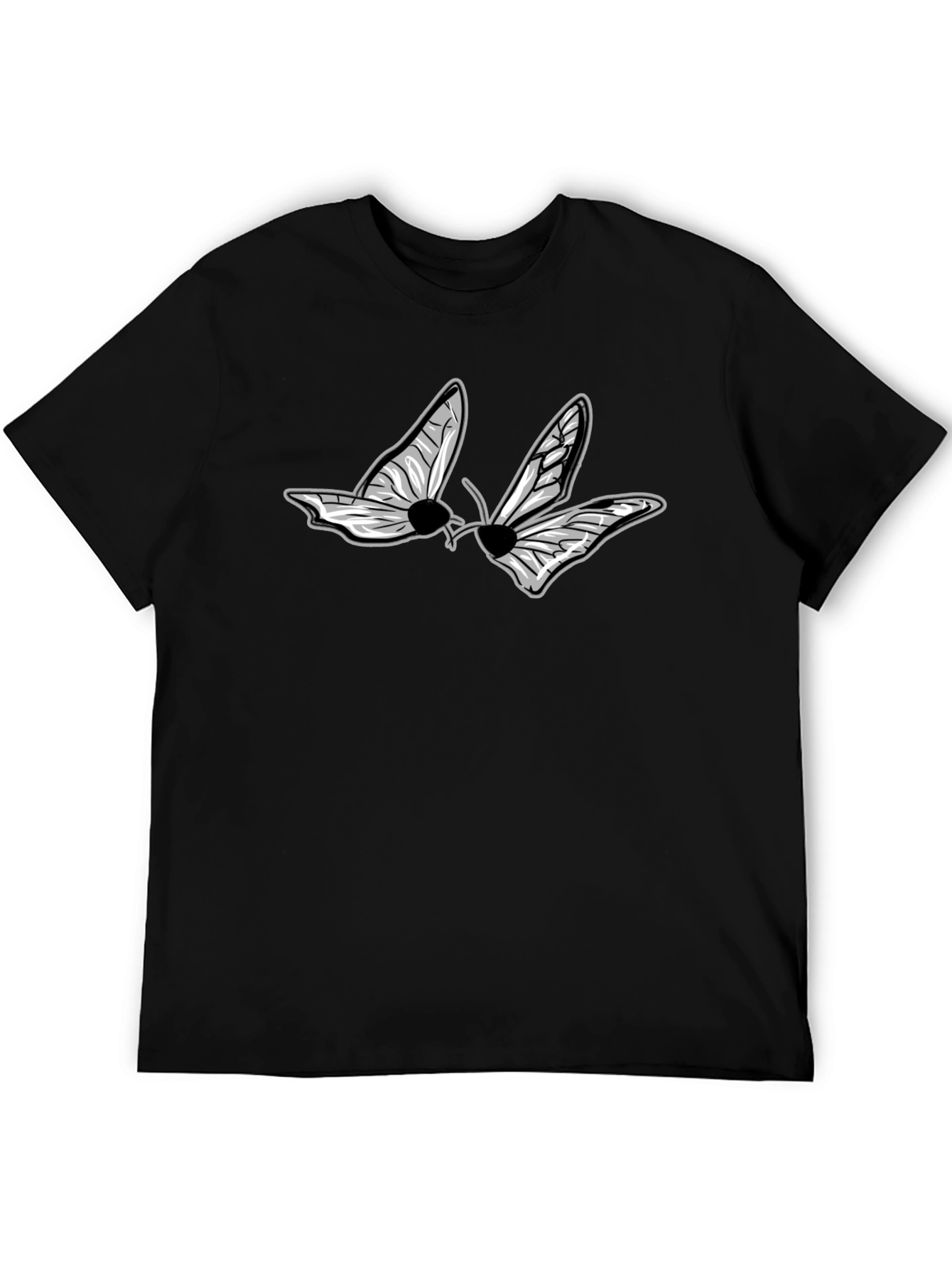 Black Graphic Tee - Butterfly Design