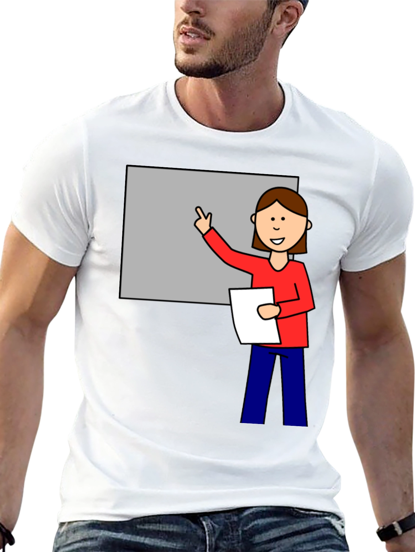 Cartoon Teacher Graphic T-Shirt