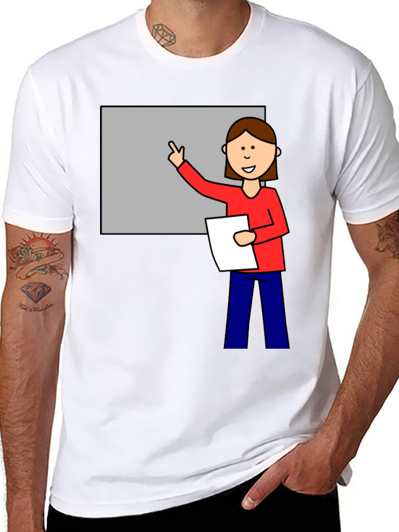 Cartoon Teacher Graphic T-Shirt