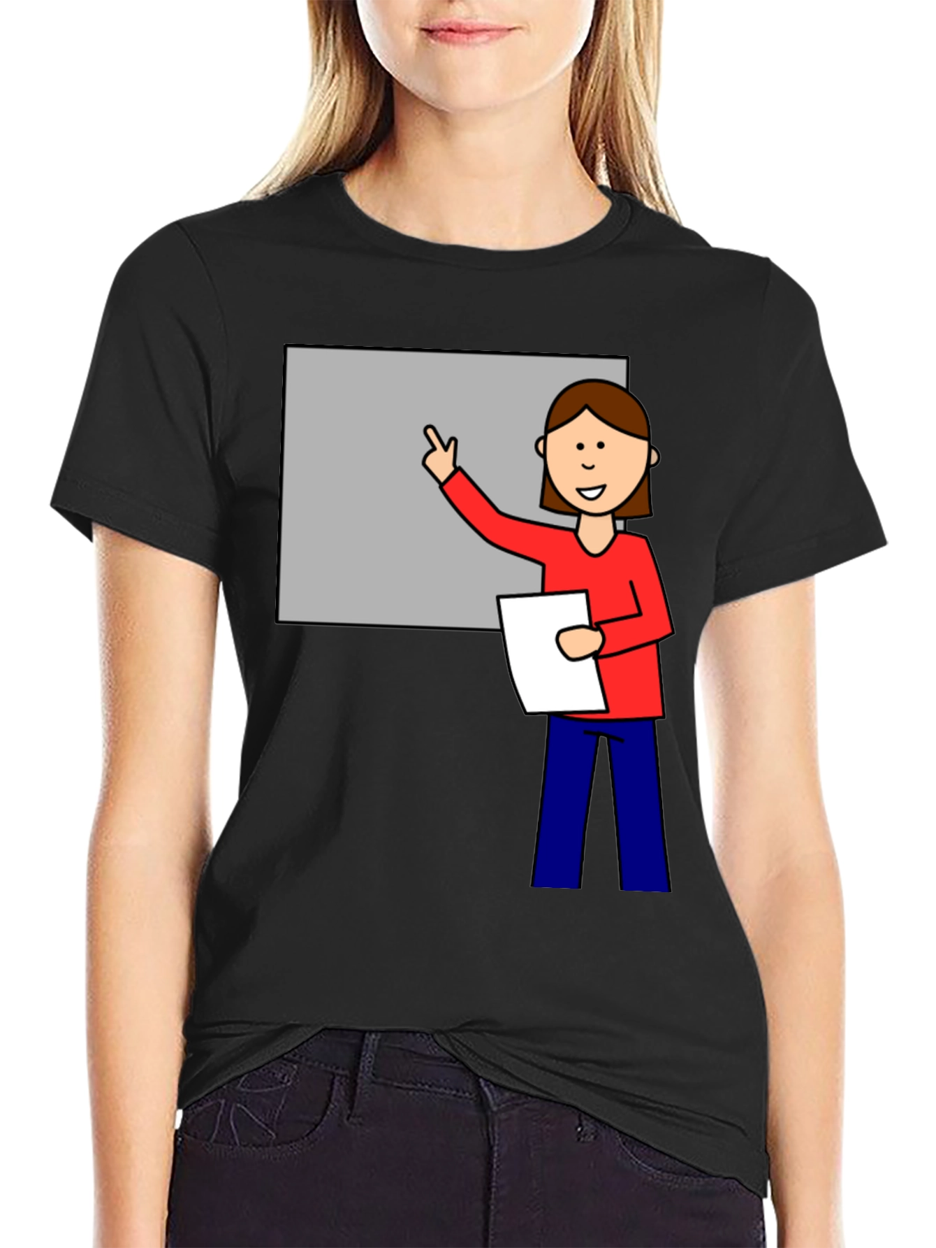 Cartoon Teacher Graphic T-Shirt