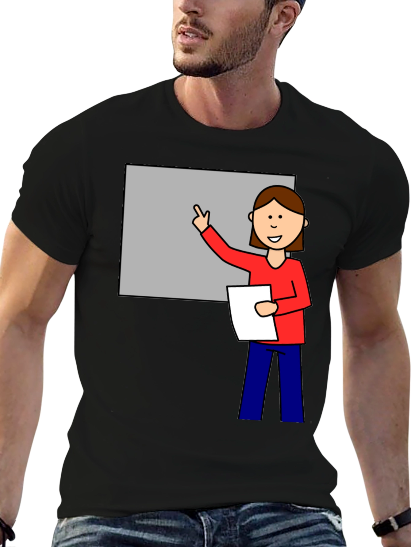 Cartoon Teacher Graphic T-Shirt