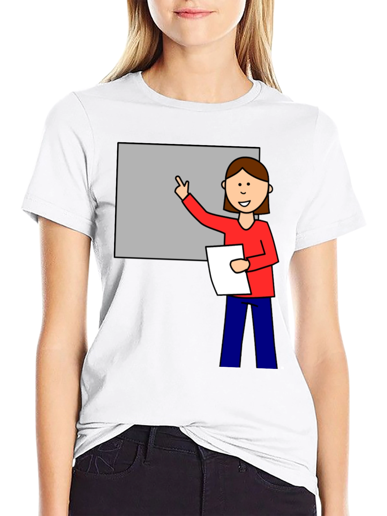Cartoon Teacher Graphic T-Shirt