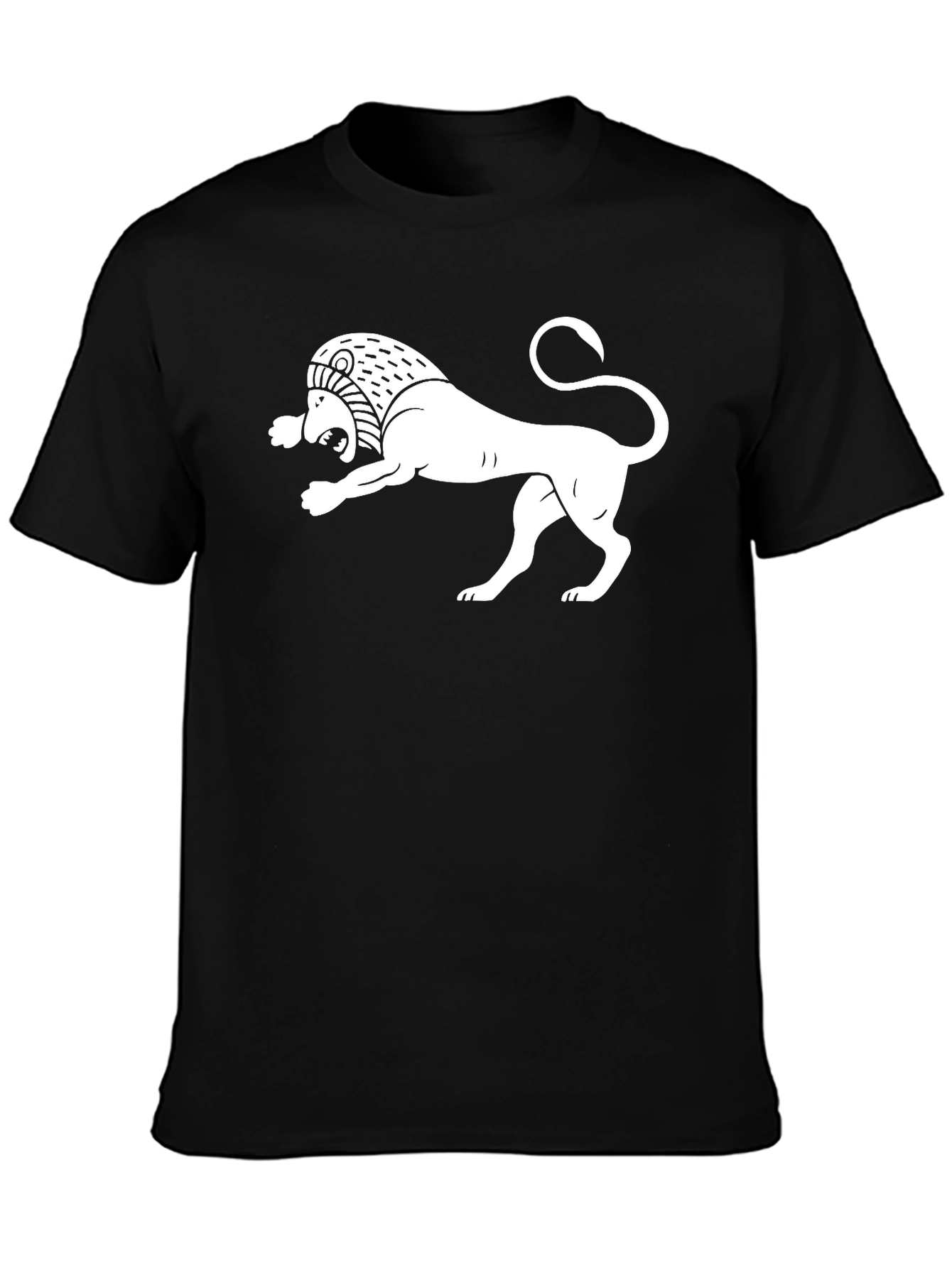 Black T-Shirt with White Armenian Lion Design
