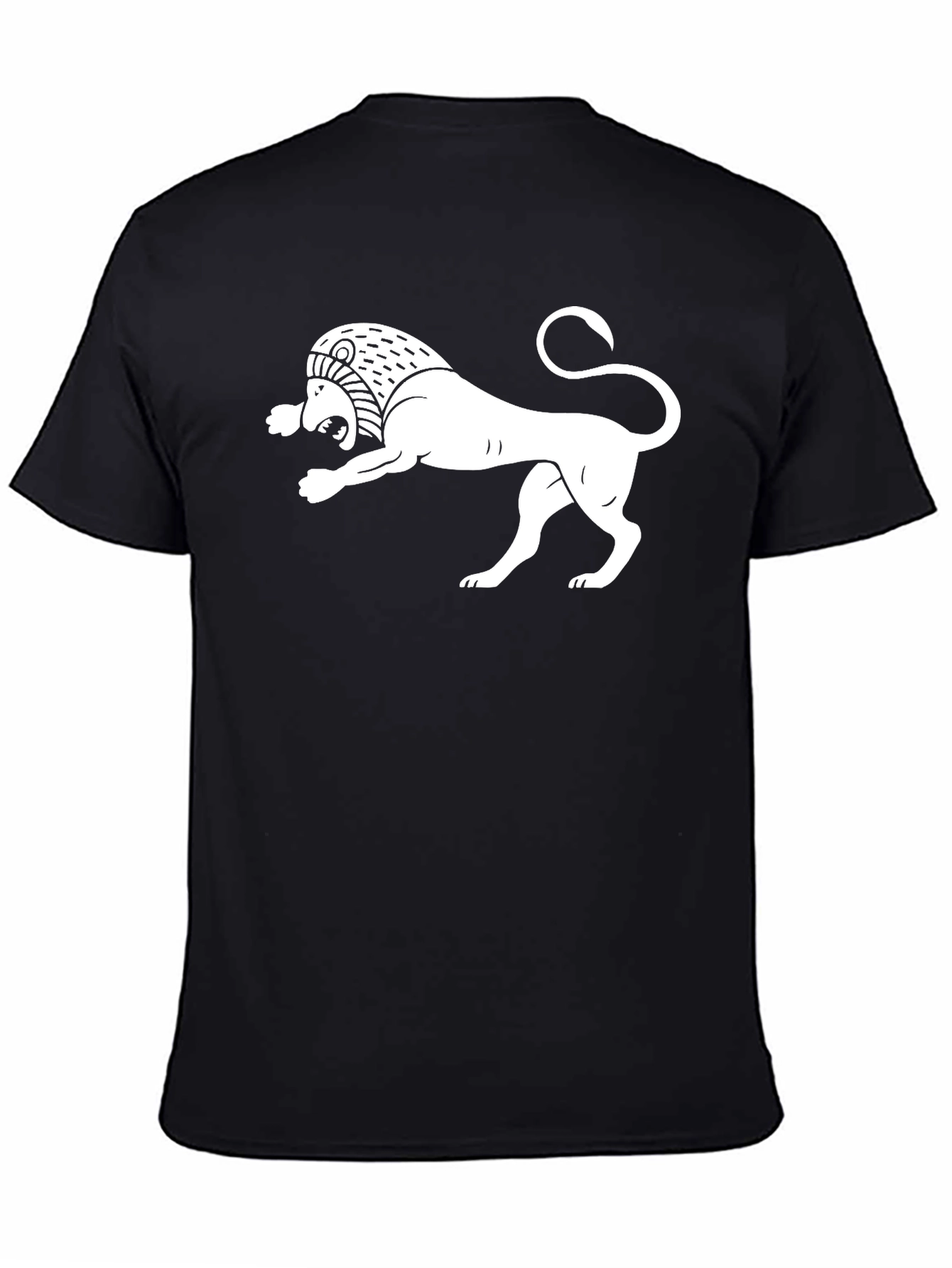 Black T-Shirt with White Armenian Lion Design