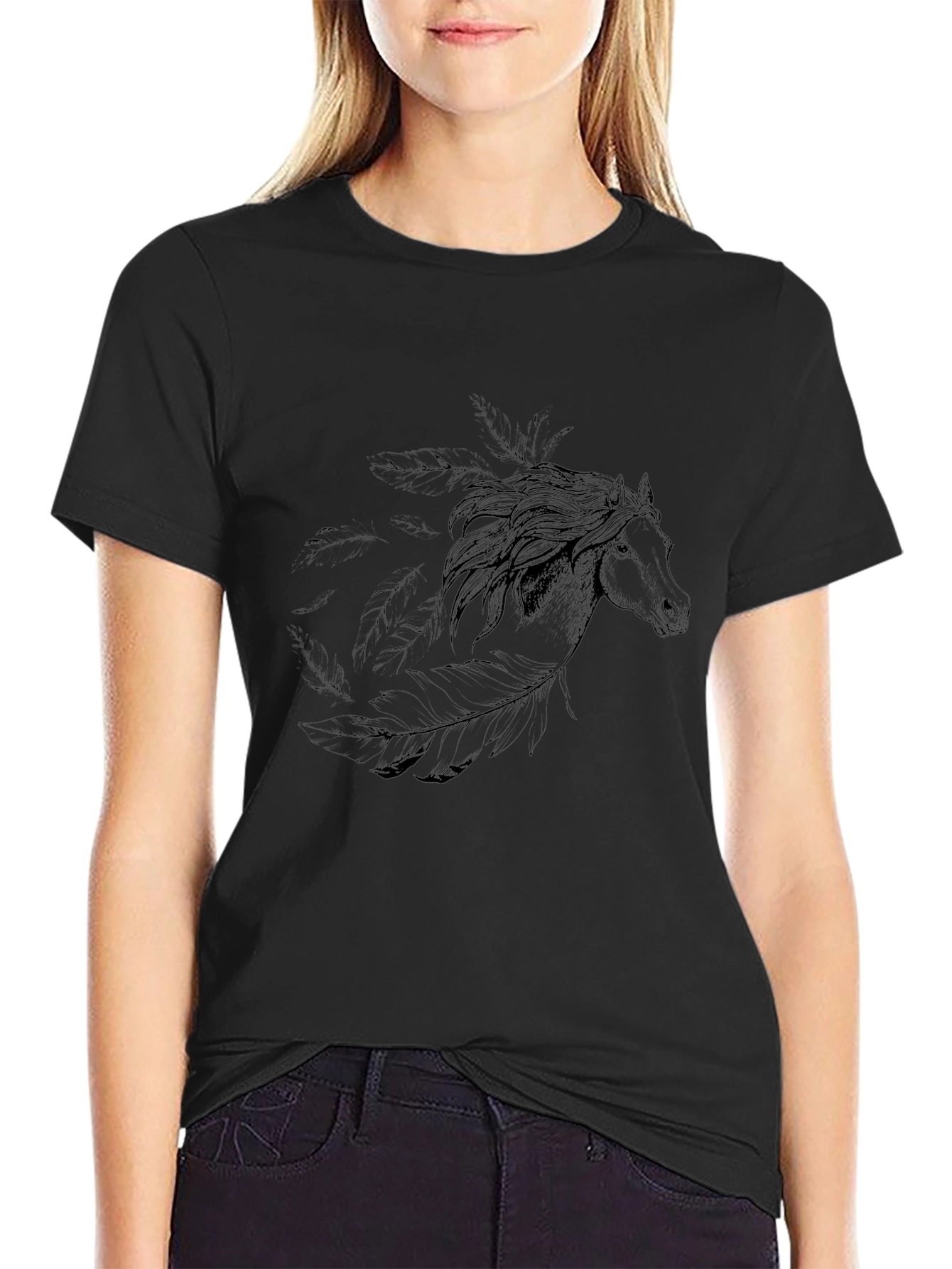 Black Horse Graphic Tee - Mens Casual Style