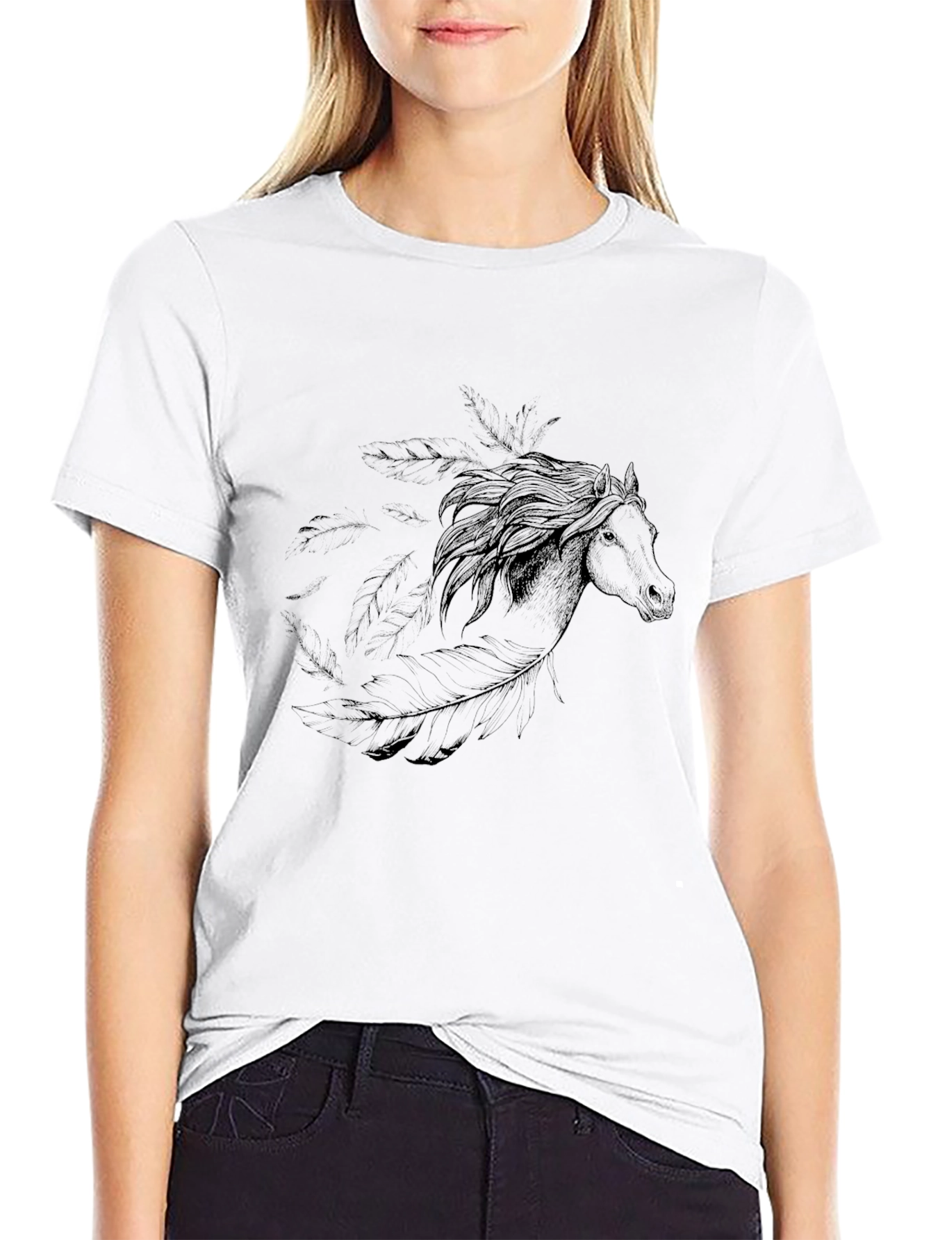 Black Horse Graphic Tee - Mens Casual Style