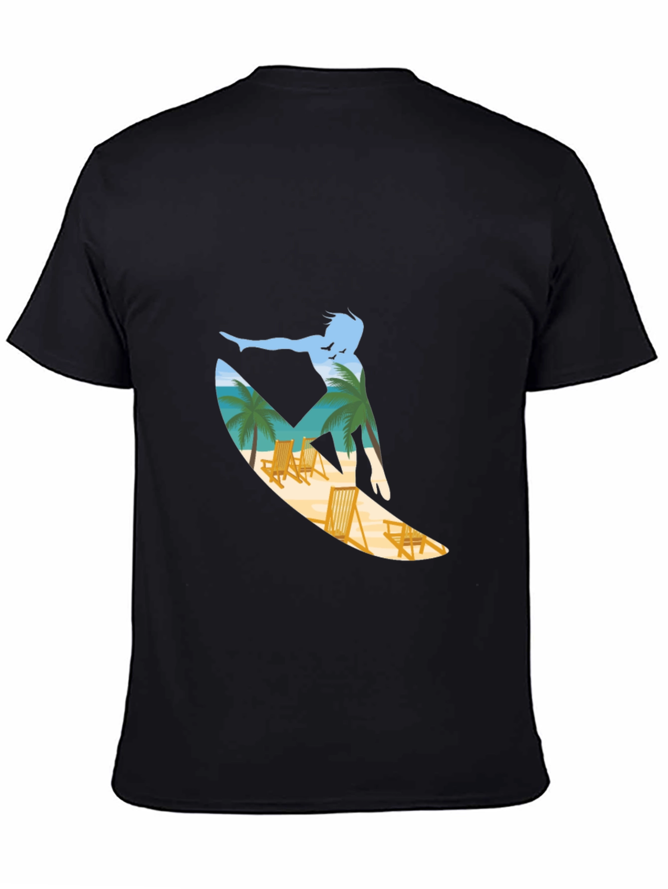 Surfer Beach Scene Graphic T-Shirt