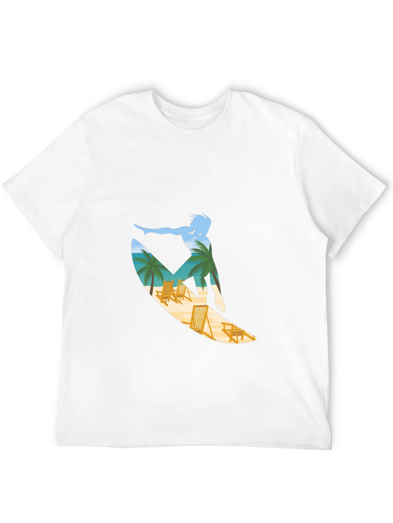 Surfer Beach Scene Graphic T-Shirt