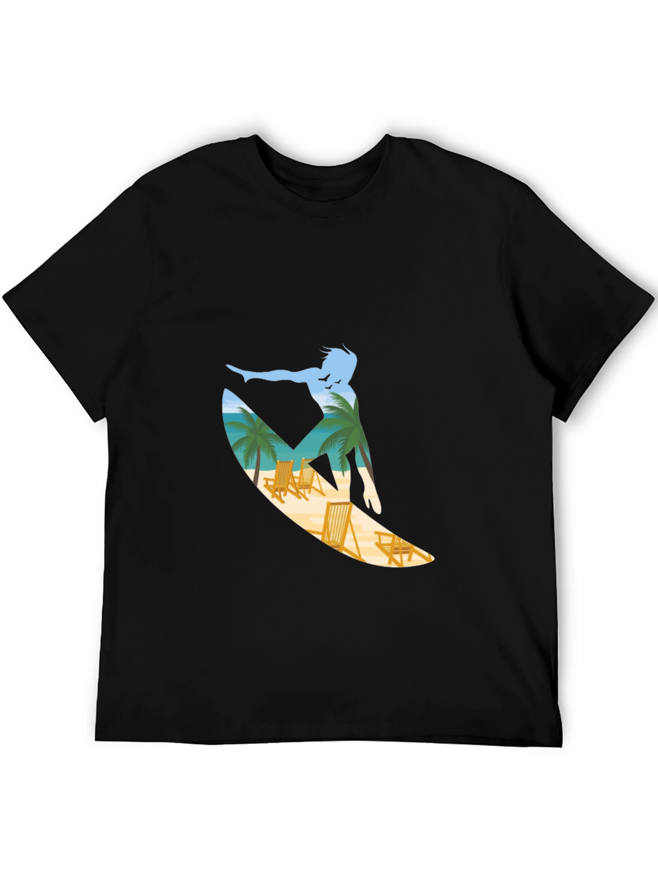 Surfer Beach Scene Graphic T-Shirt
