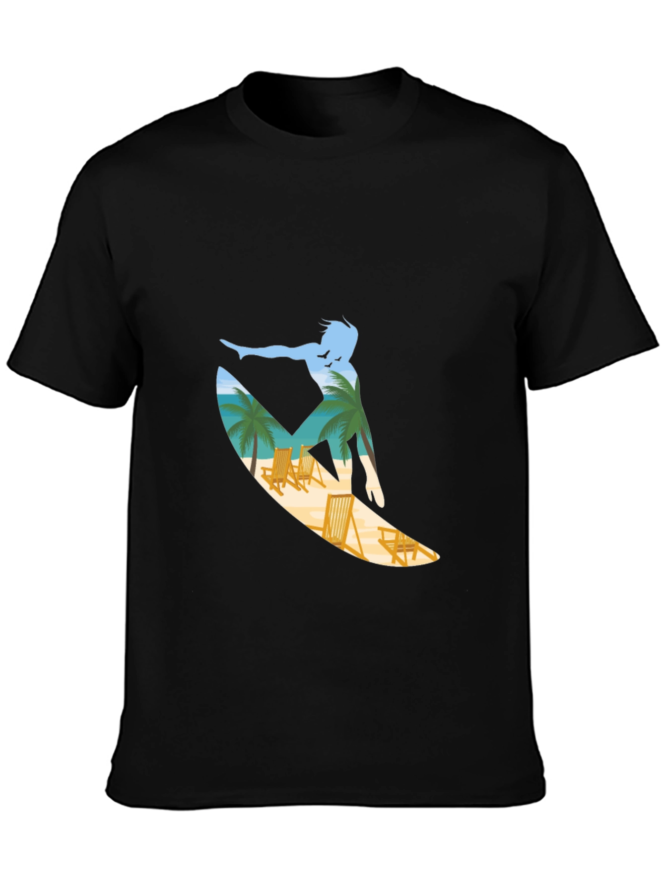 Surfer Beach Scene Graphic T-Shirt