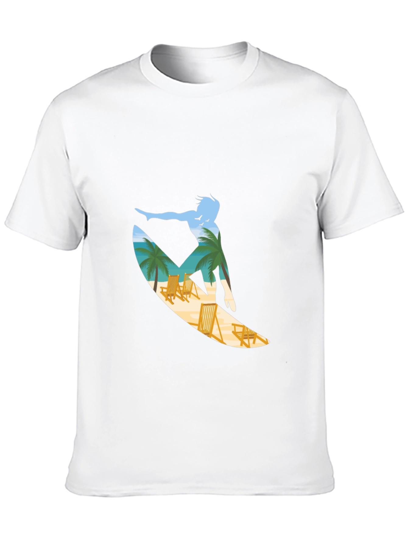 Surfer Beach Scene Graphic T-Shirt
