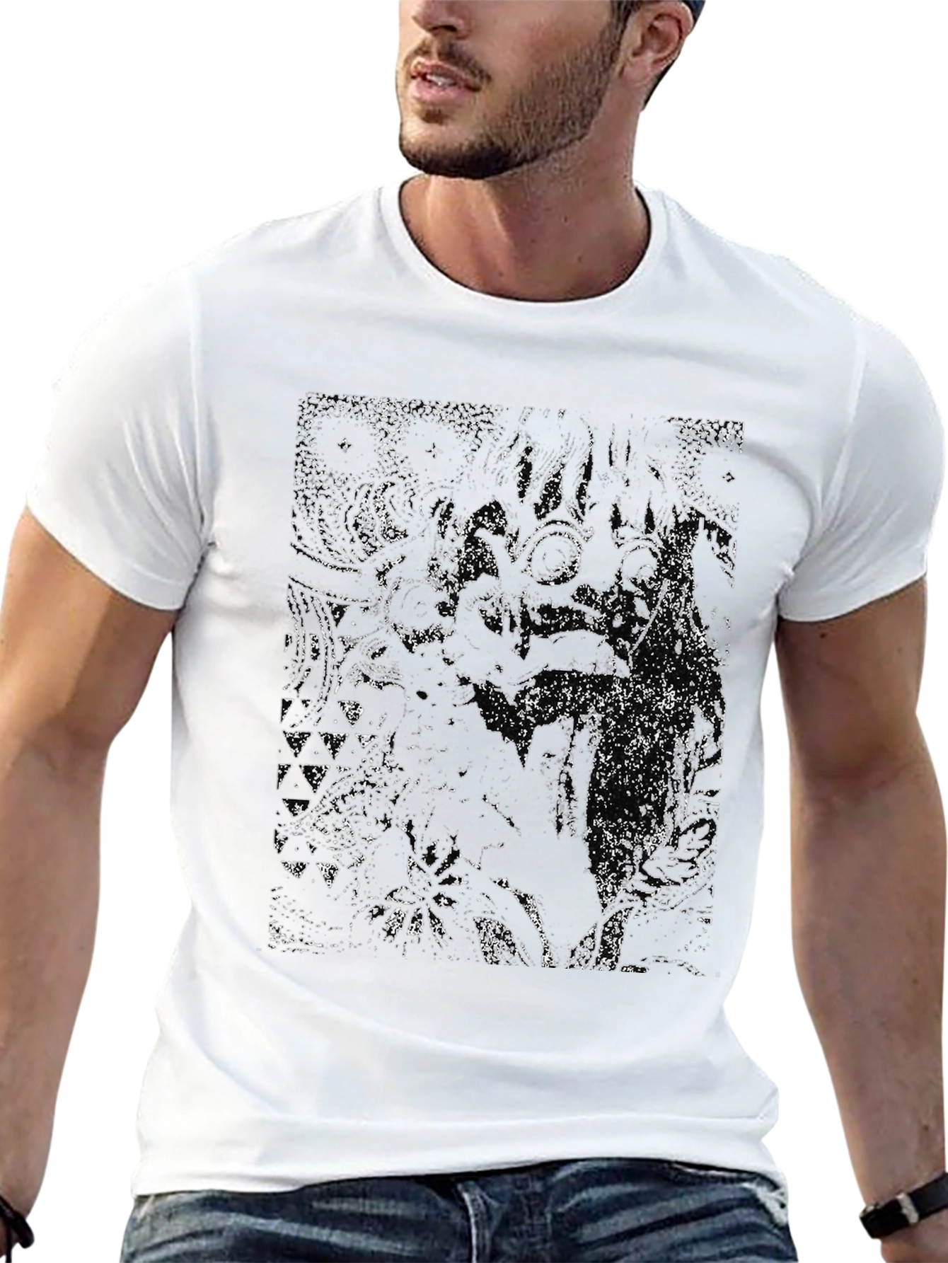 Abstract Graphic Print Black T-Shirt