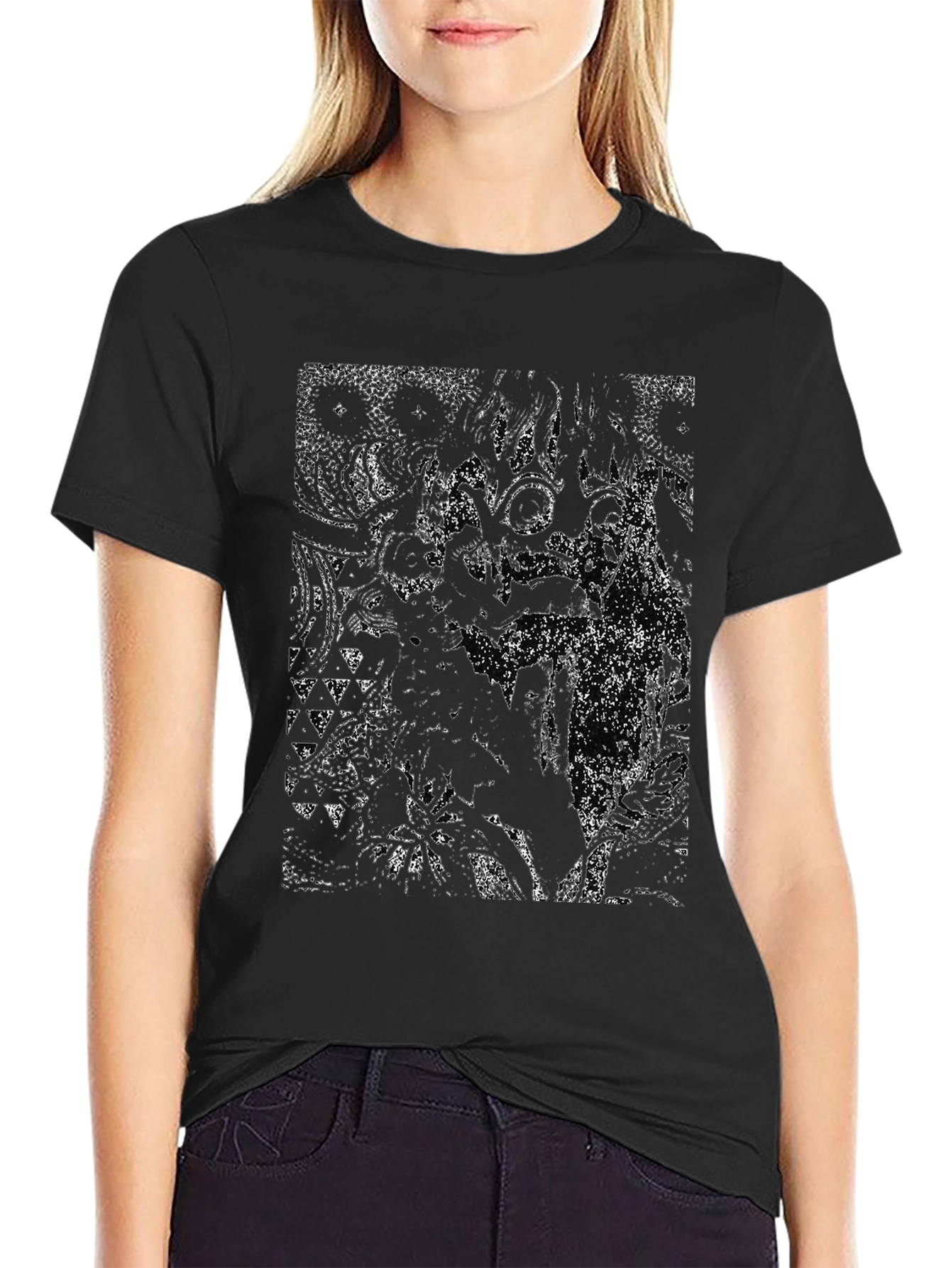 Abstract Graphic Print Black T-Shirt