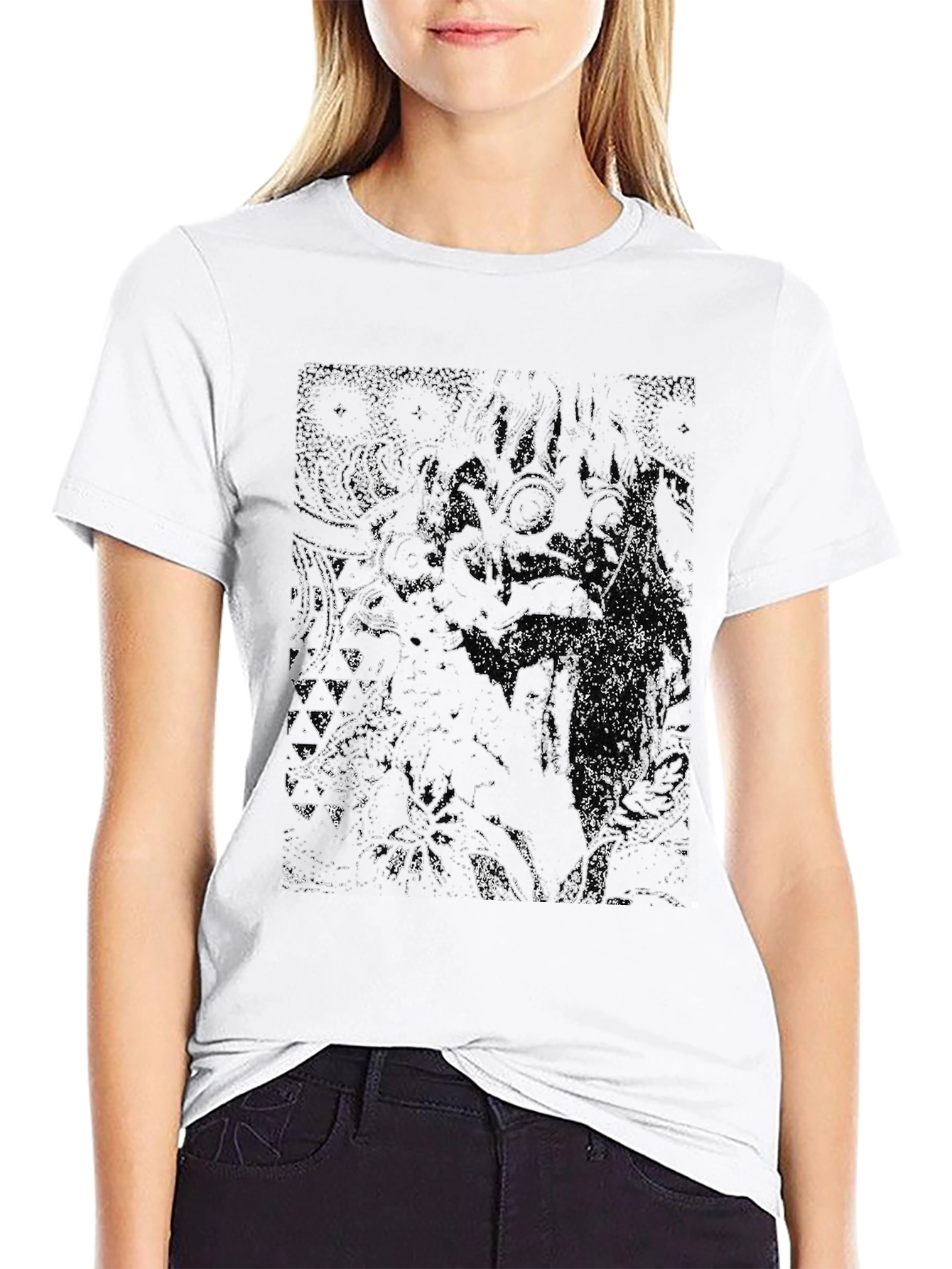 Abstract Graphic Print Black T-Shirt