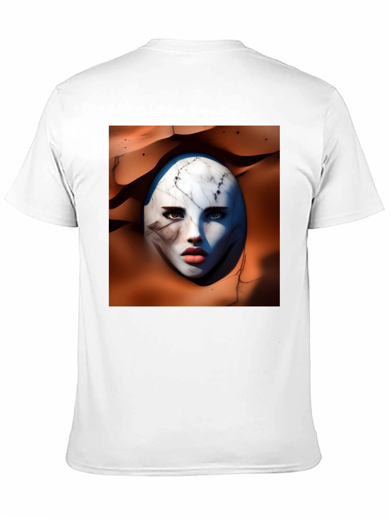 Abstract Marble Face Graphic Tee - Unique Art Design