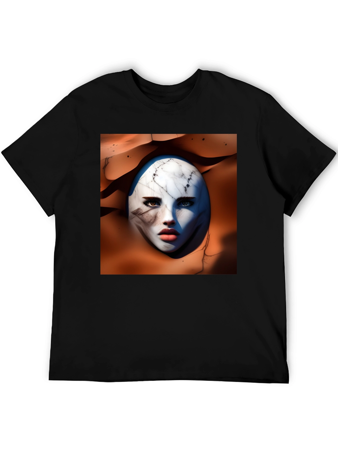 Abstract Marble Face Graphic Tee - Unique Art Design