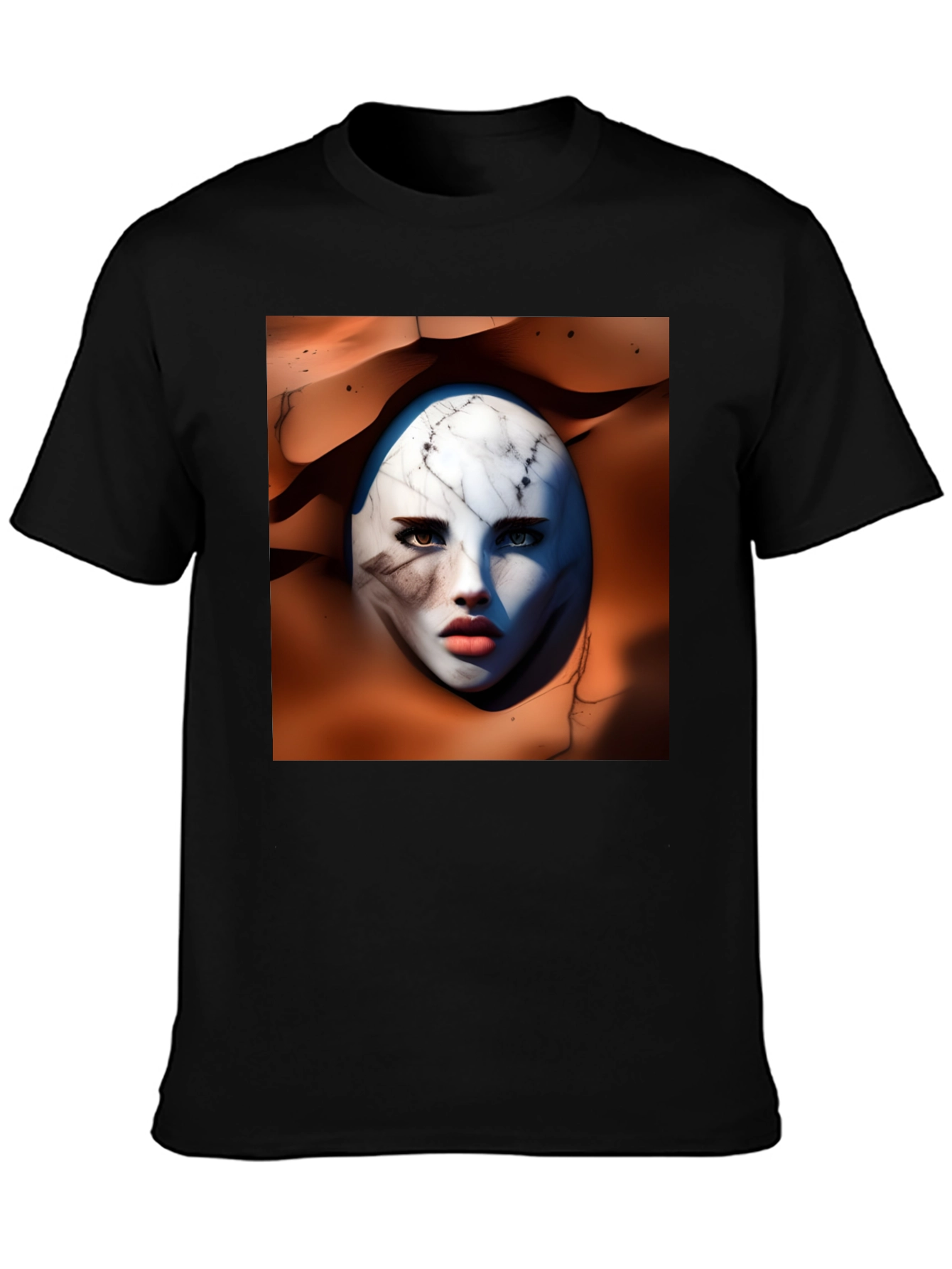 Abstract Marble Face Graphic Tee - Unique Art Design