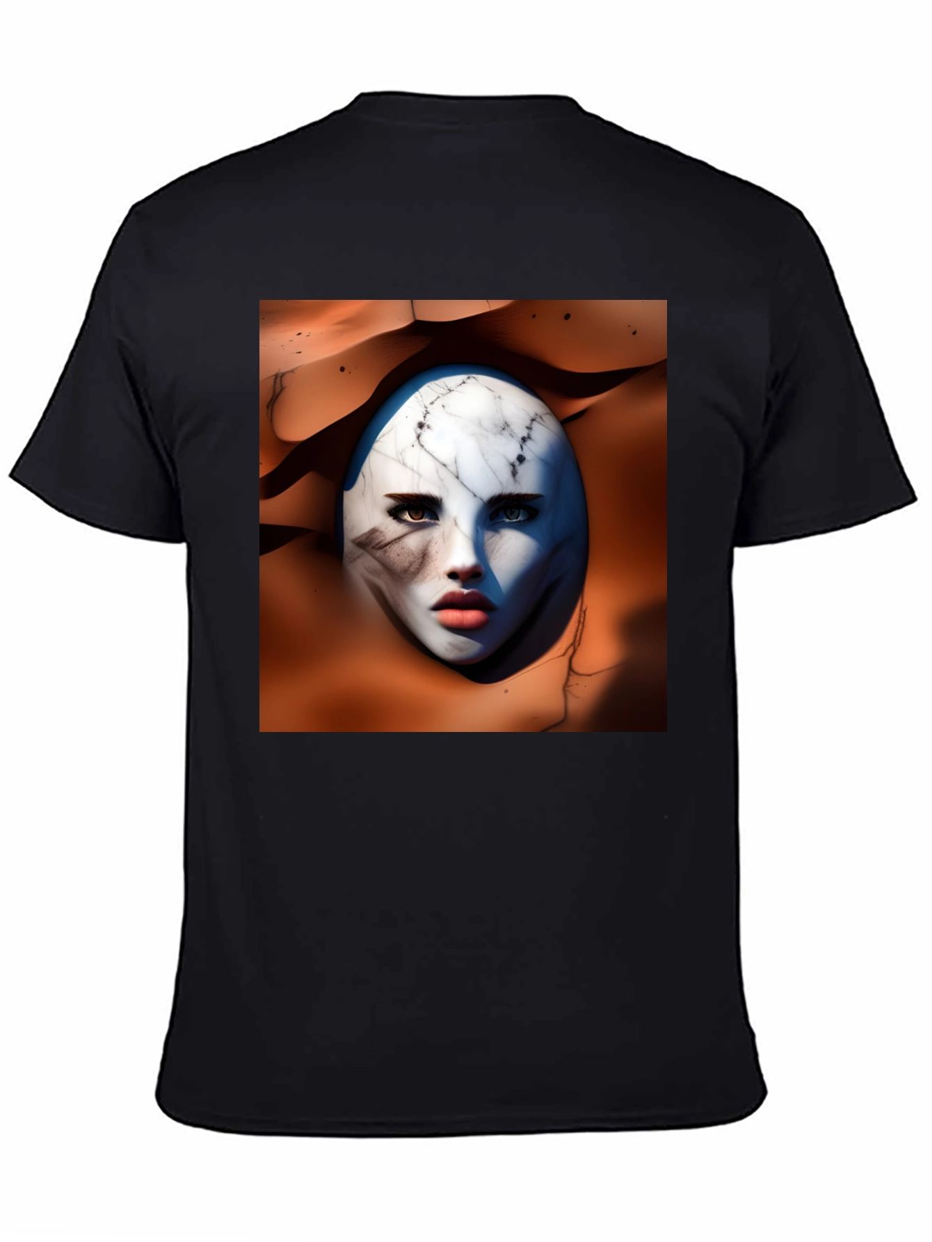 Abstract Marble Face Graphic Tee - Unique Art Design