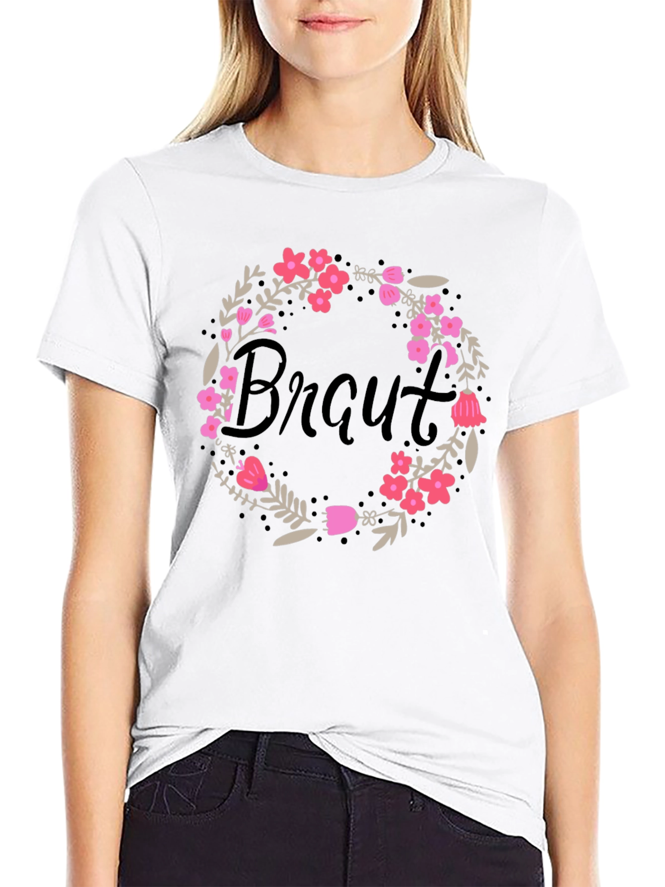 Braut Floral Wreath Tee - Bridal Shower T-Shirt