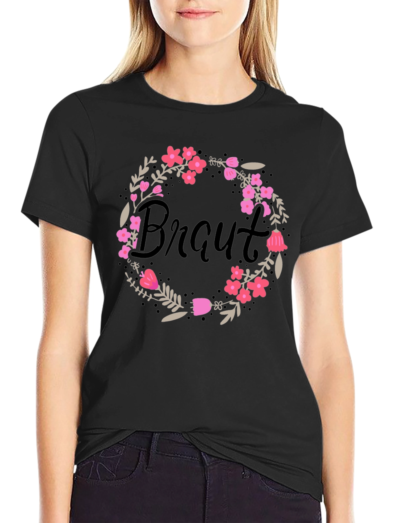Braut Floral Wreath Tee - Bridal Shower T-Shirt