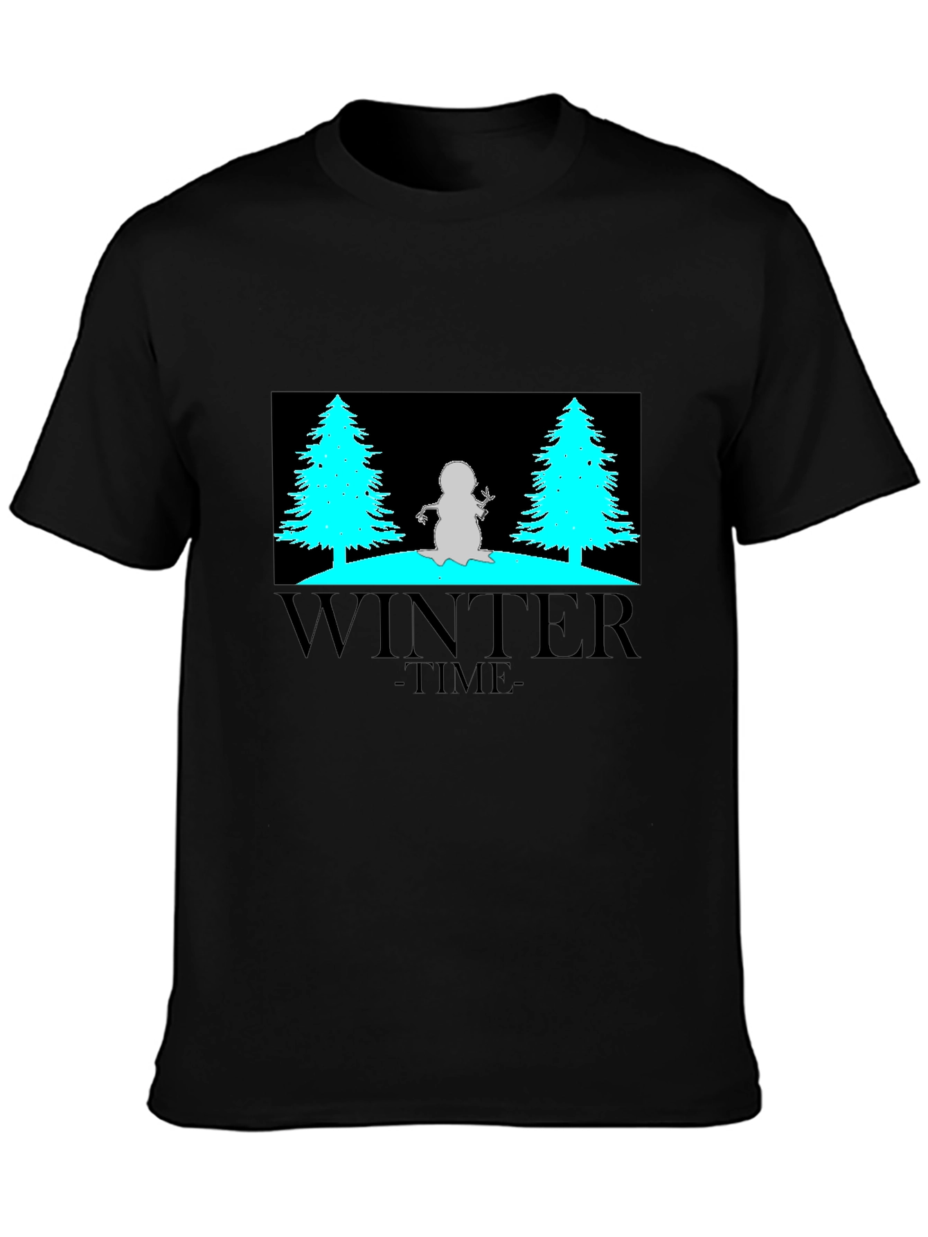 Winter Time Graphic Tee - Black Cotton Blend