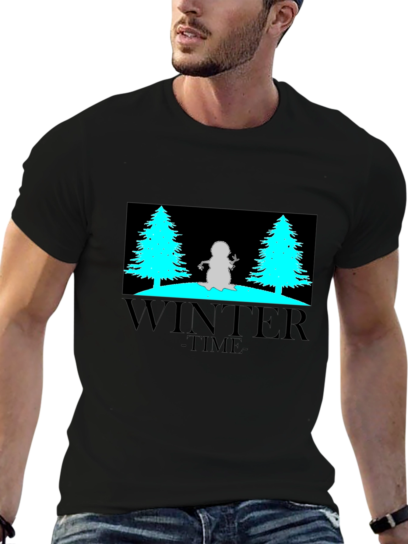 Winter Time Graphic Tee - Black Cotton Blend