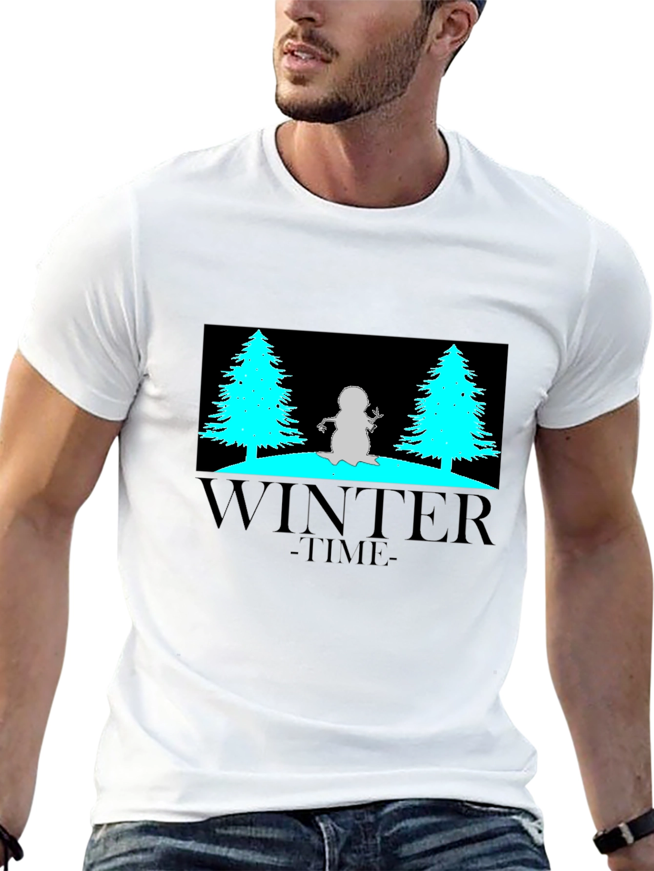 Winter Time Graphic Tee - Black Cotton Blend