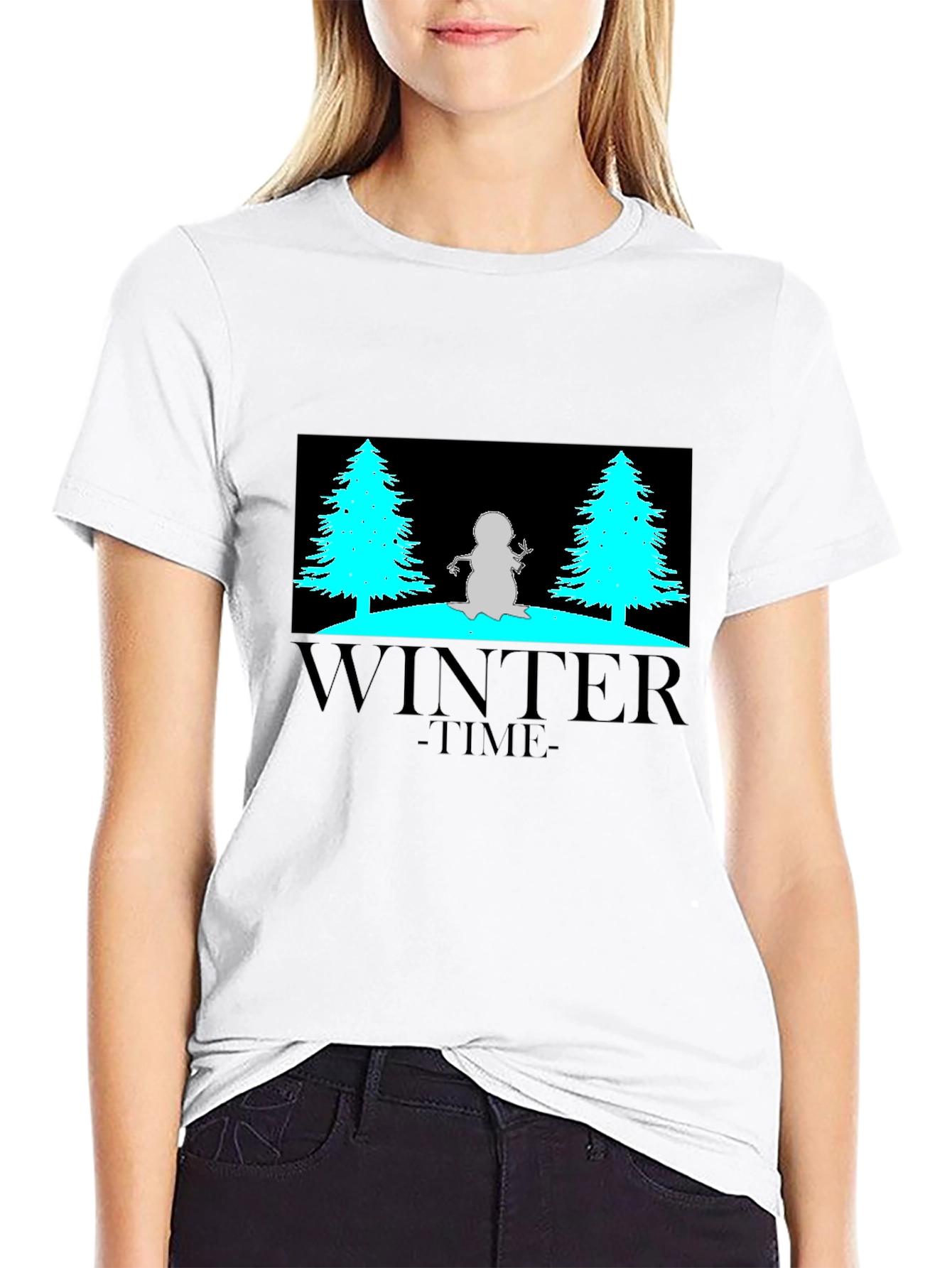 Winter Time Graphic Tee - Black Cotton Blend