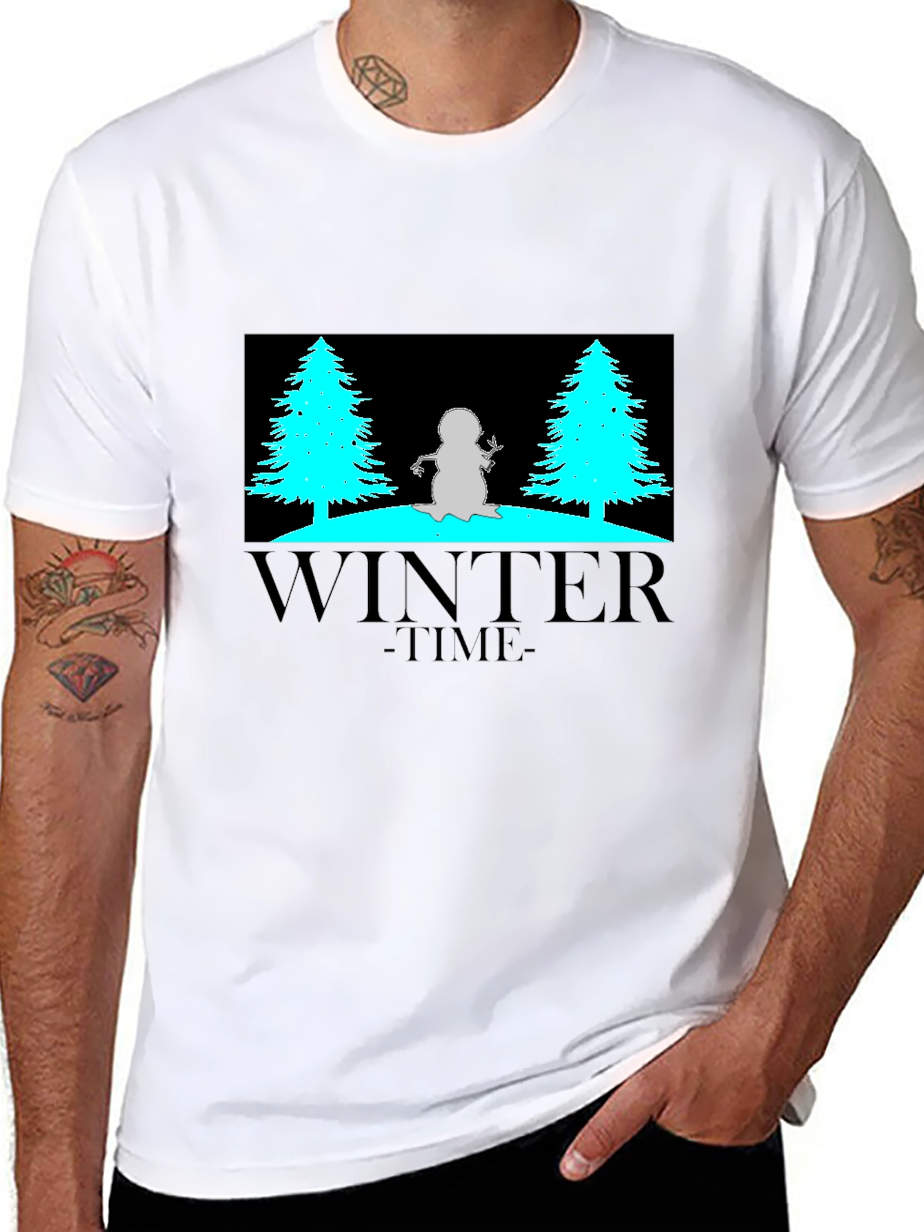 Winter Time Graphic Tee - Black Cotton Blend