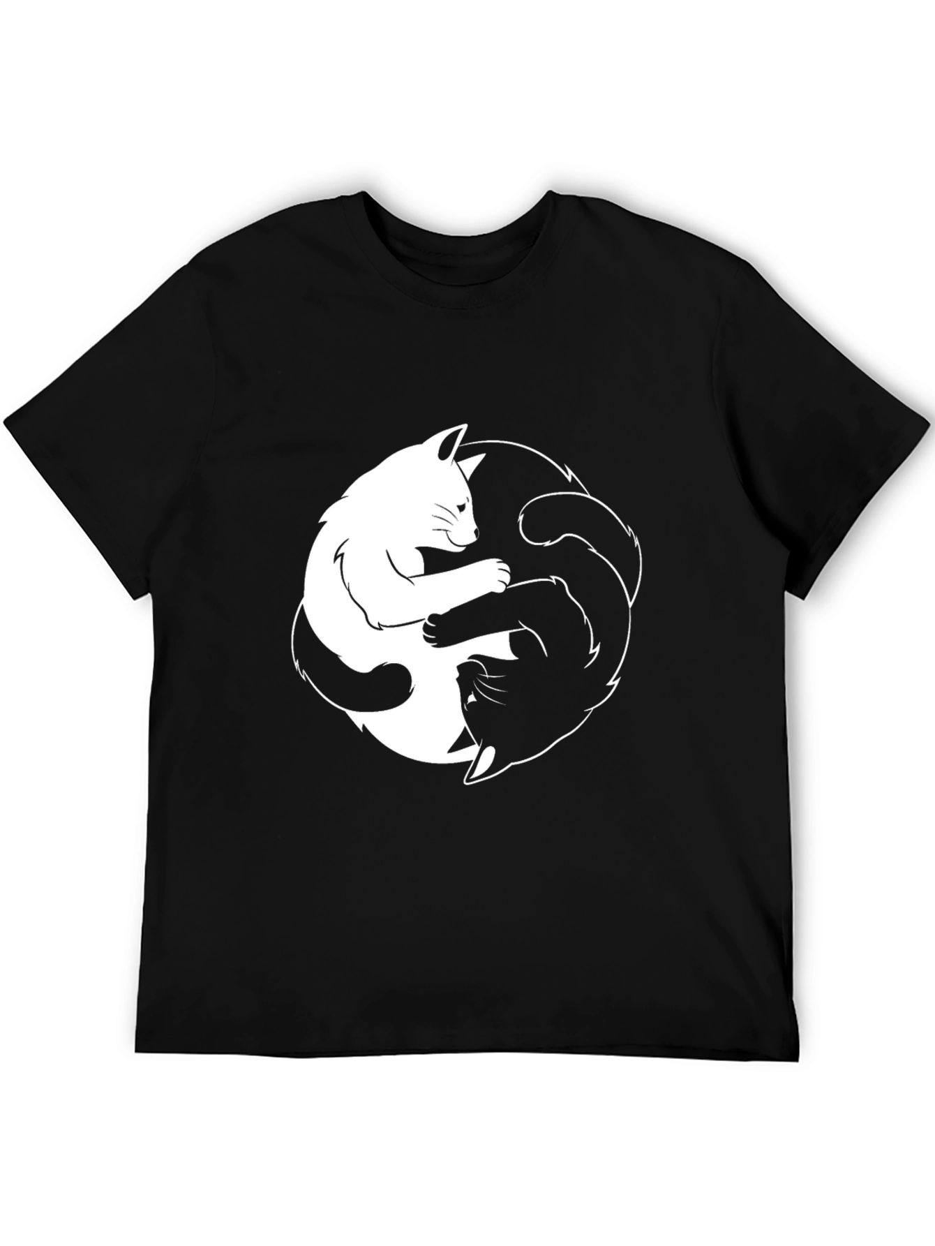 Yin Yang Cats Black T-Shirt - Balance & Harmony