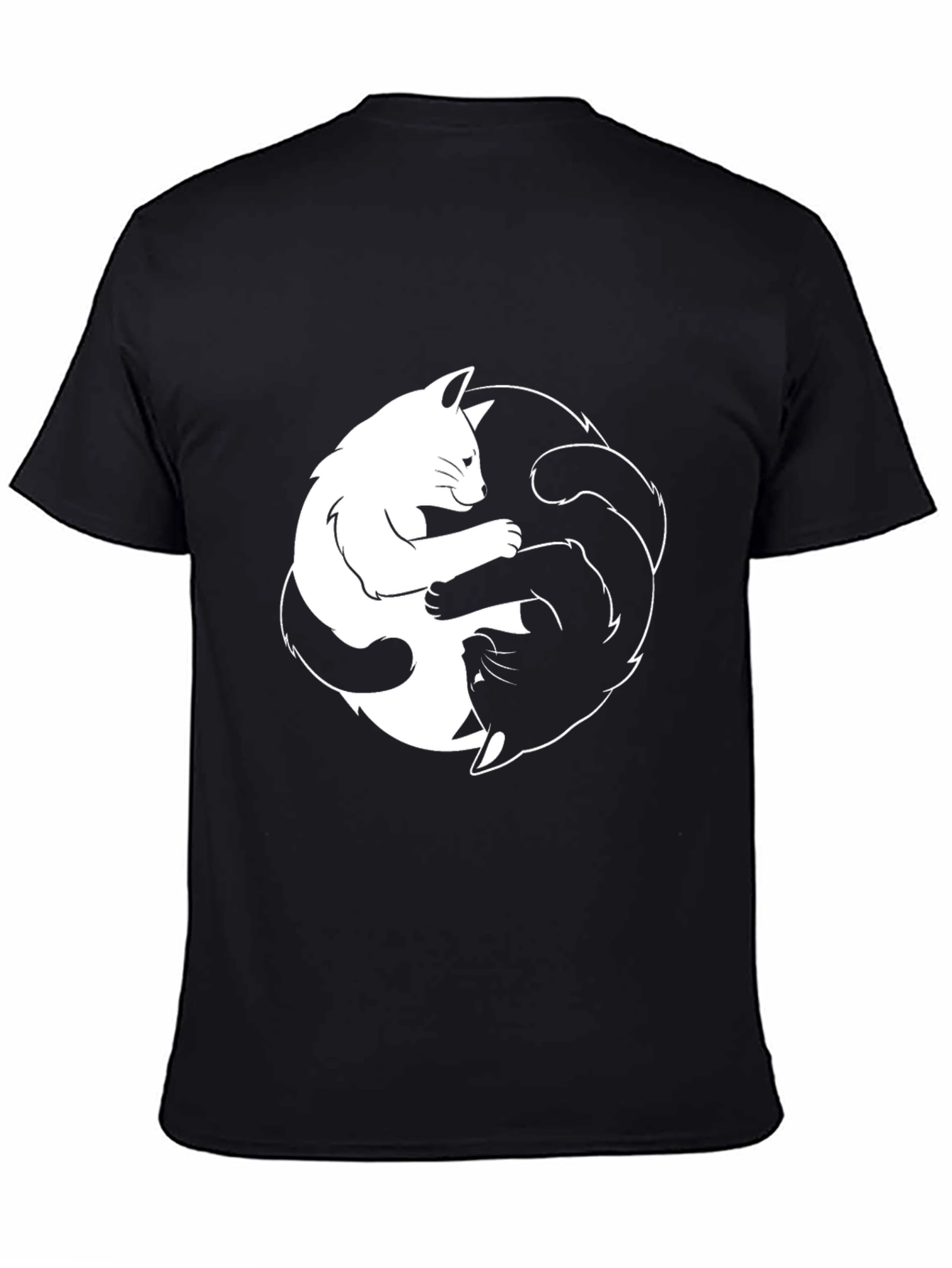 Yin Yang Cats Black T-Shirt - Balance & Harmony