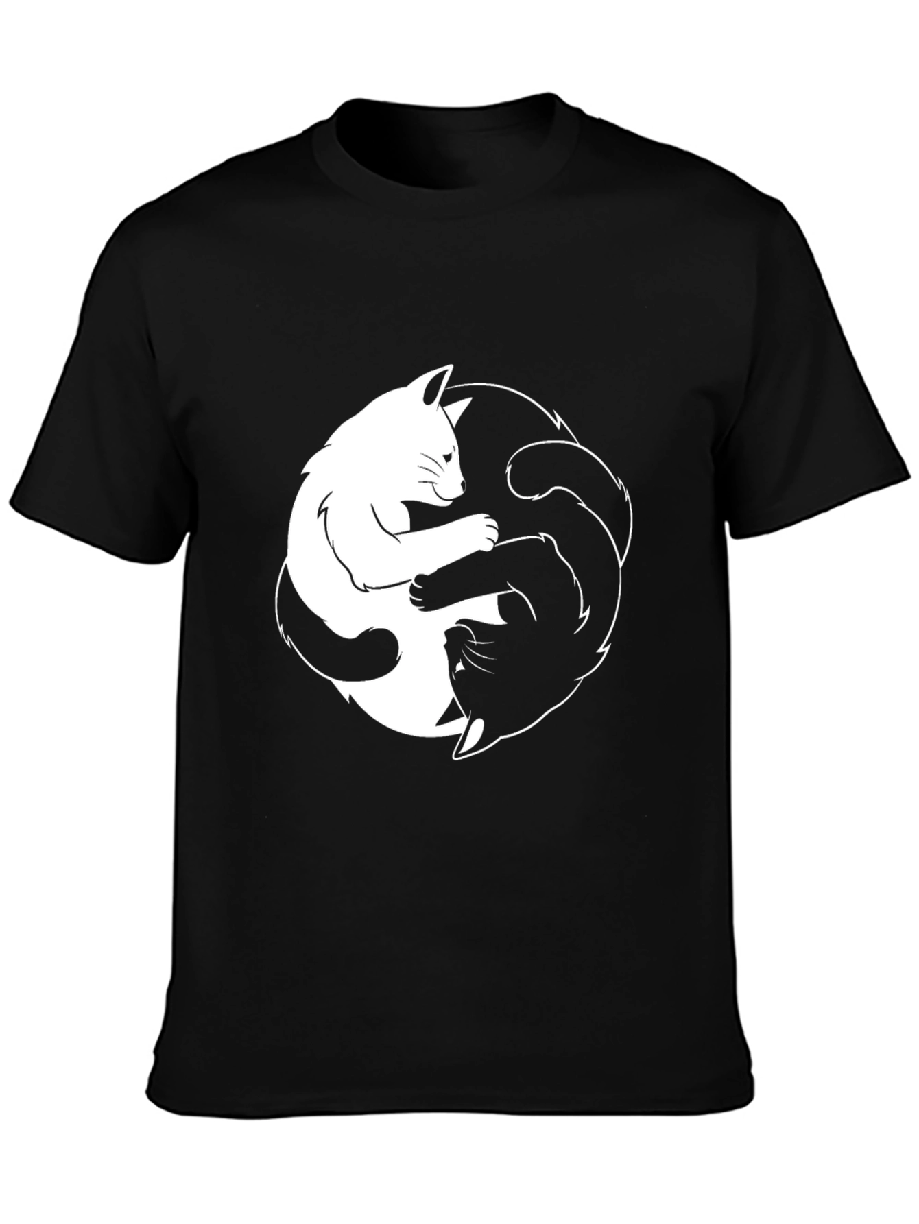 Yin Yang Cats Black T-Shirt - Balance & Harmony