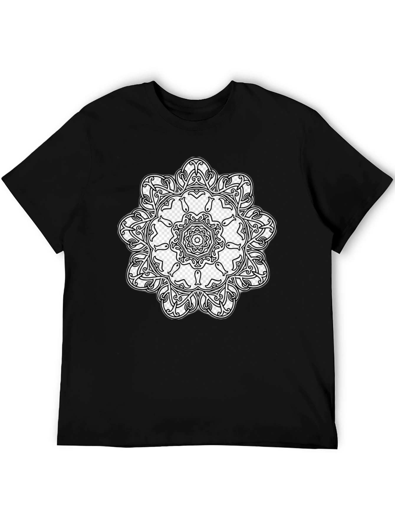 Black T-Shirt with Mandala Design