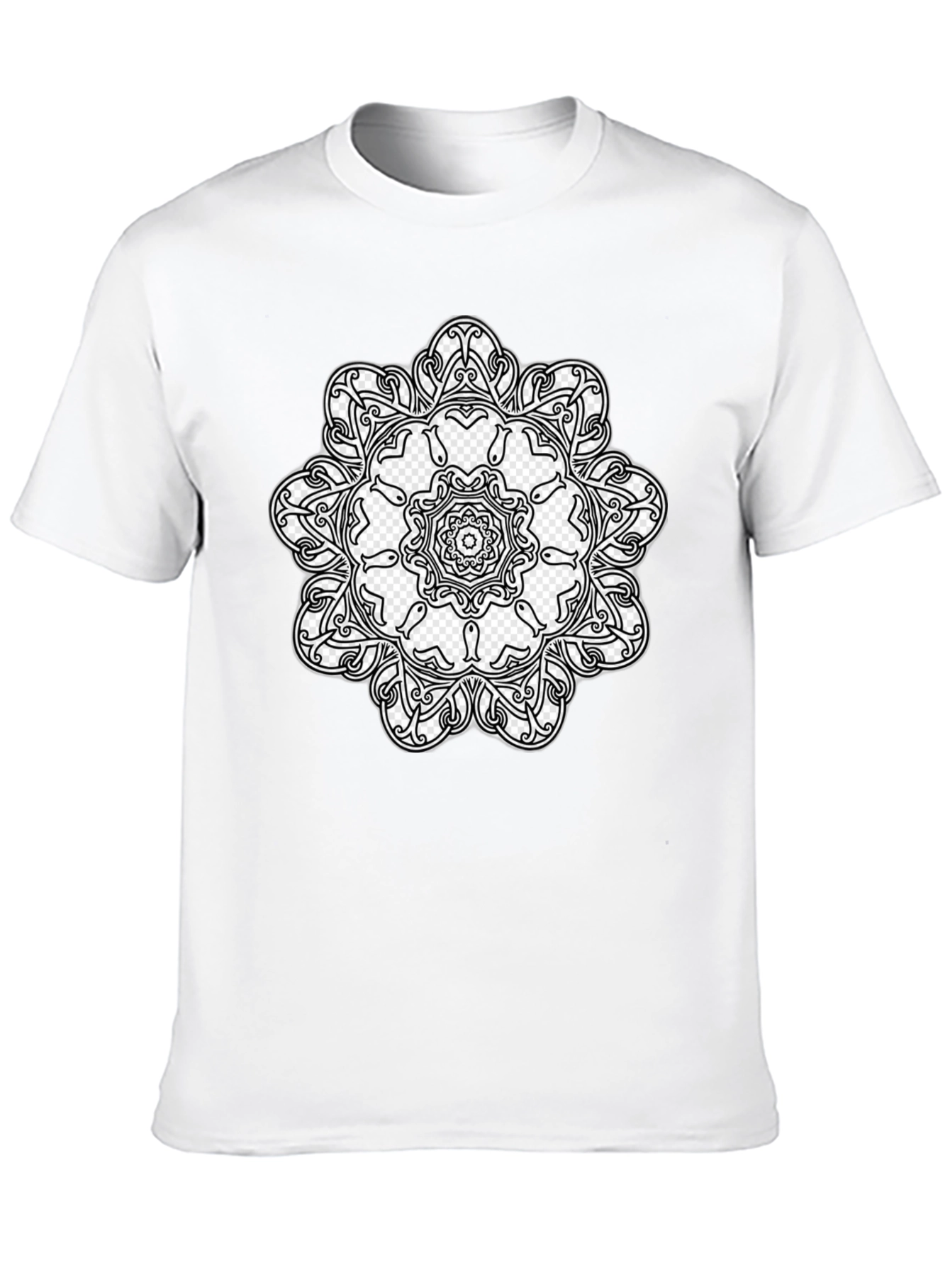 Black T-Shirt with Mandala Design