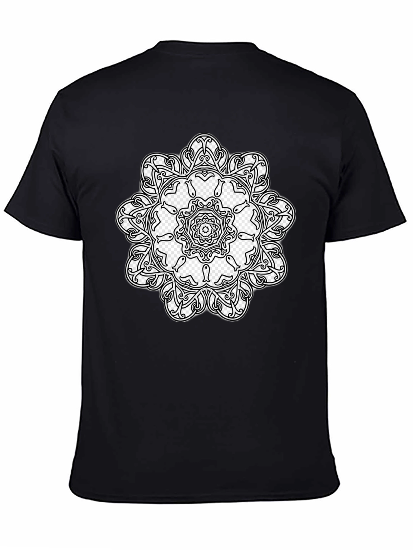 Black T-Shirt with Mandala Design