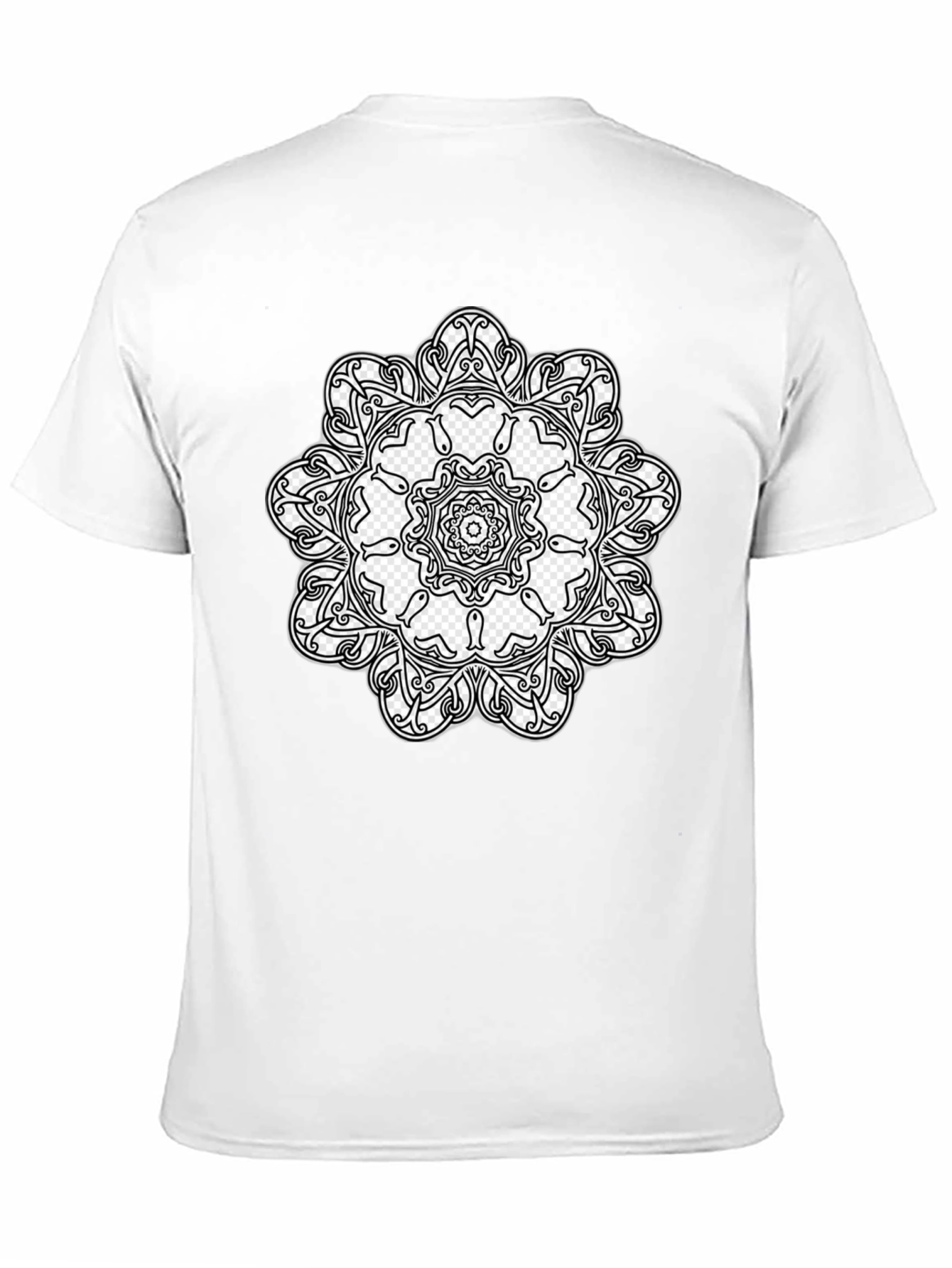 Black T-Shirt with Mandala Design