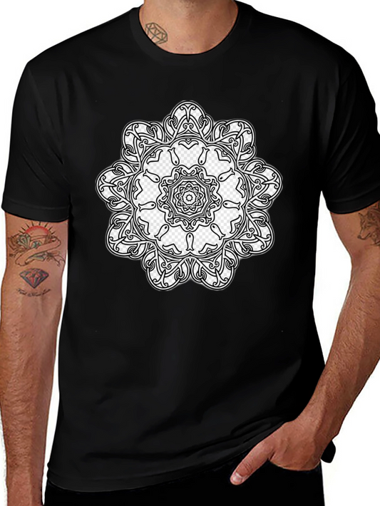 Black T-Shirt with Mandala Design