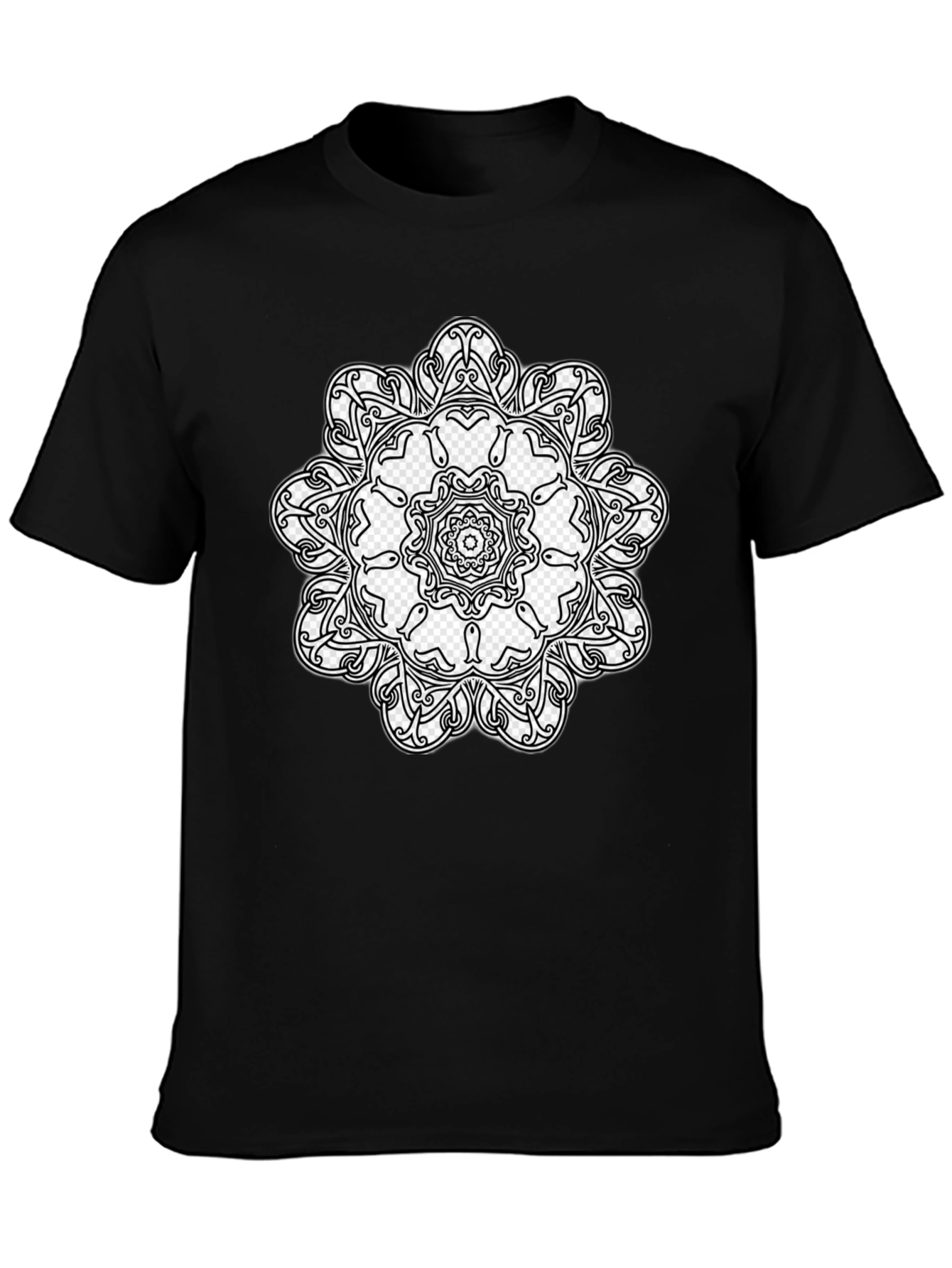 Black T-Shirt with Mandala Design