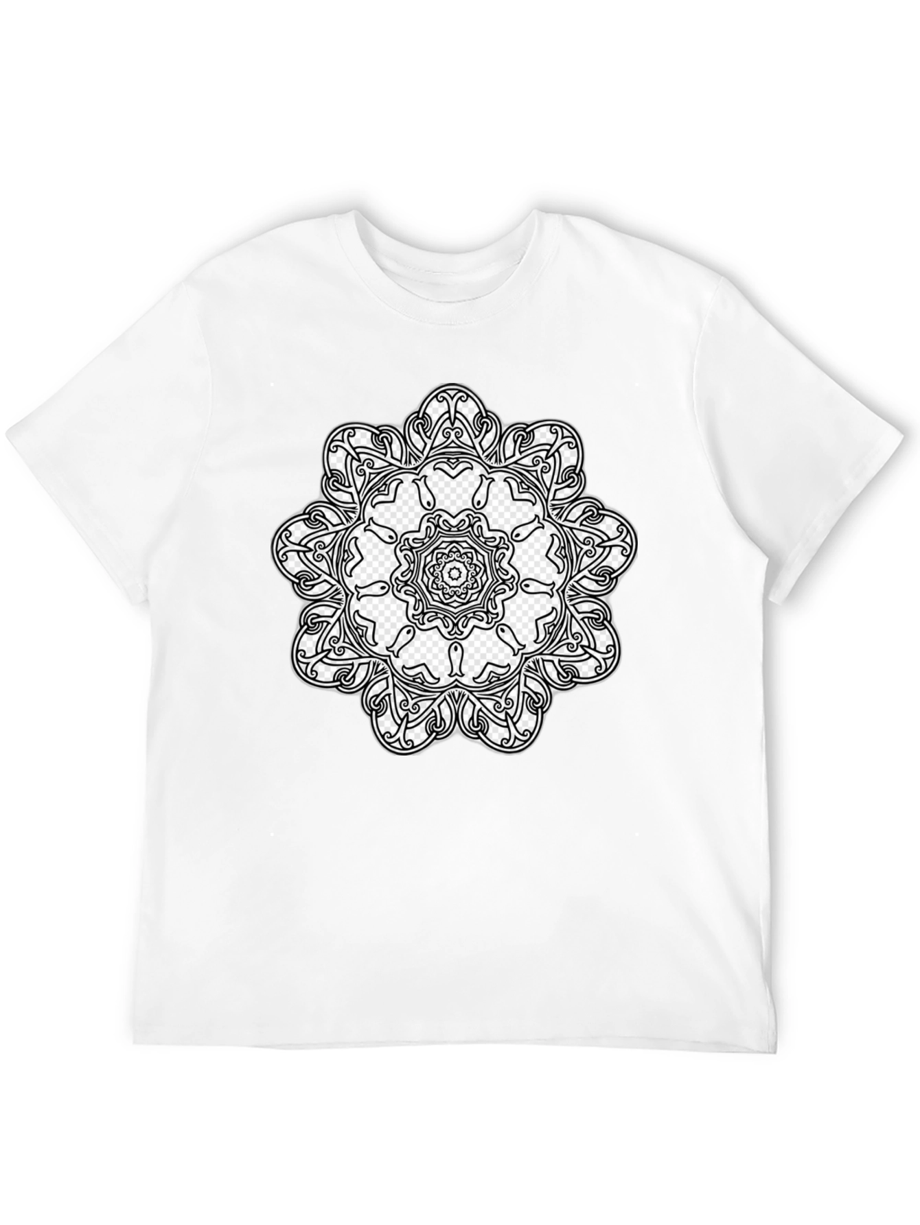 Black T-Shirt with Mandala Design