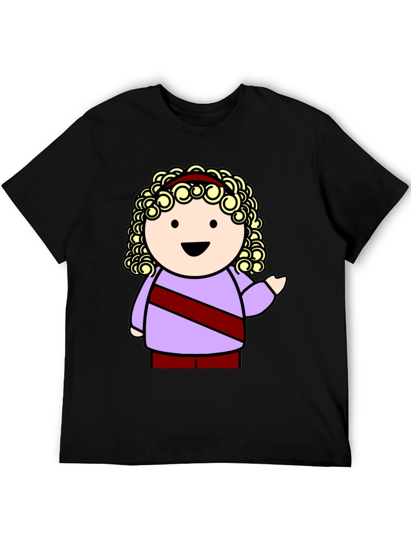 Cartoon Character Graphic Tee - Black T-Shirt