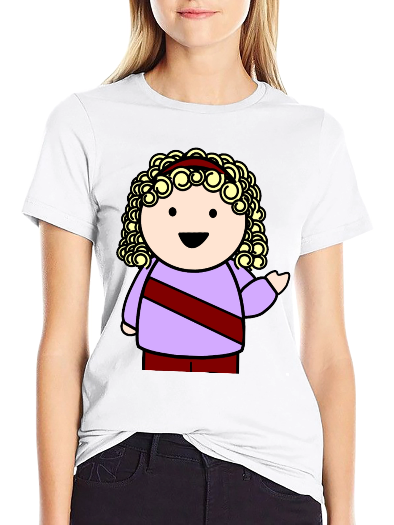 Cartoon Character Graphic Tee - Black T-Shirt