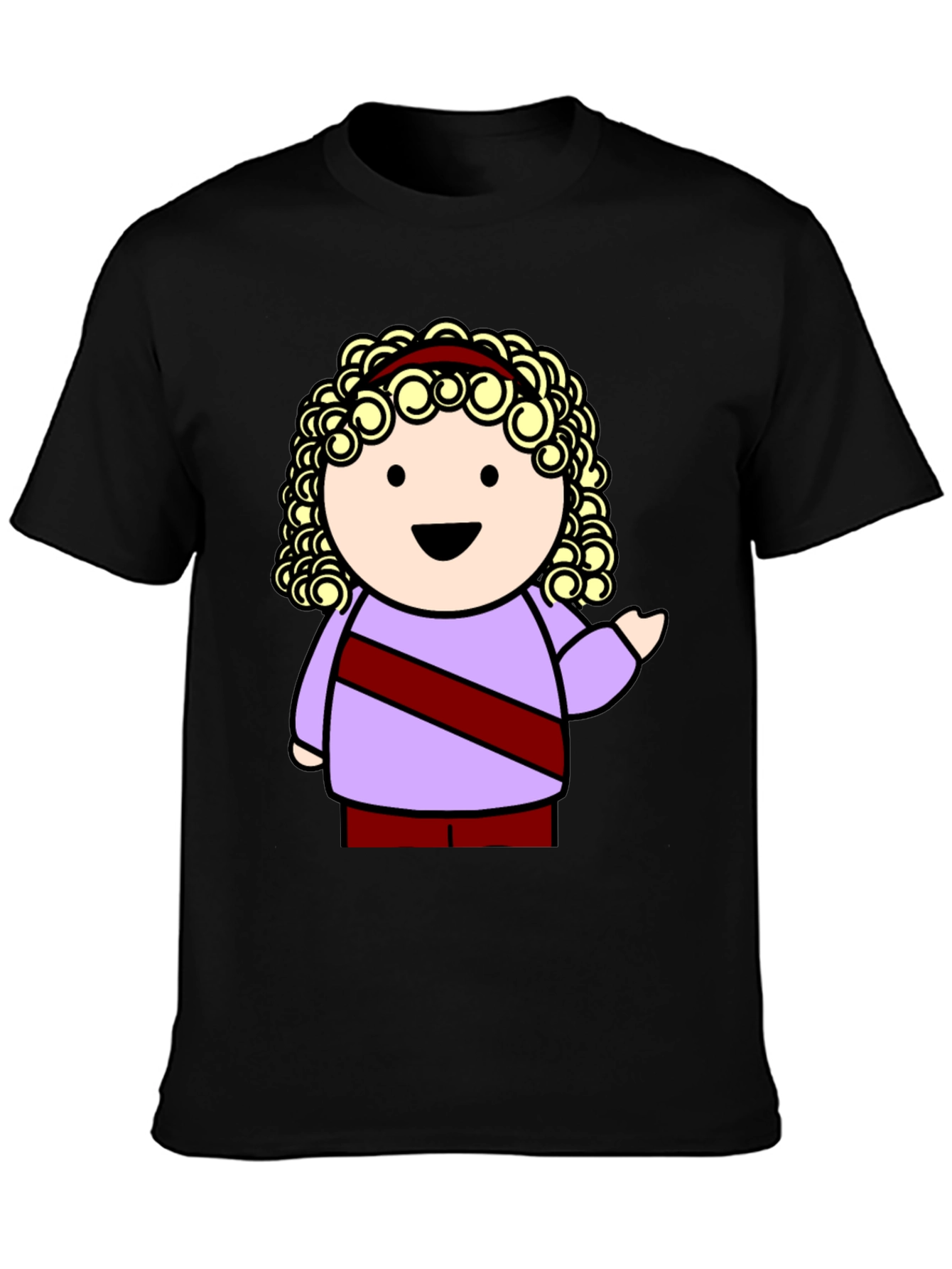 Cartoon Character Graphic Tee - Black T-Shirt