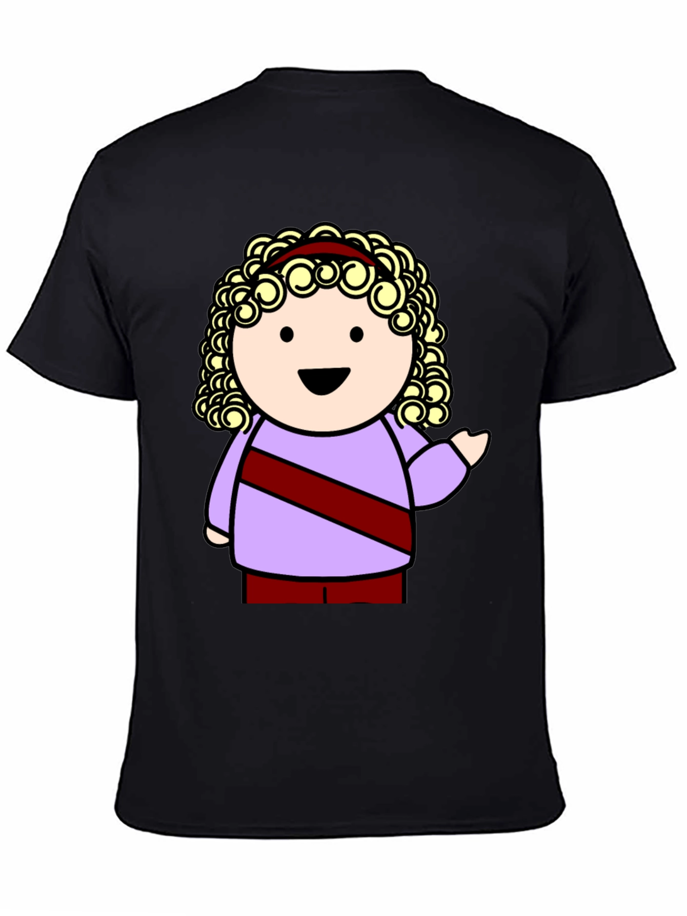 Cartoon Character Graphic Tee - Black T-Shirt