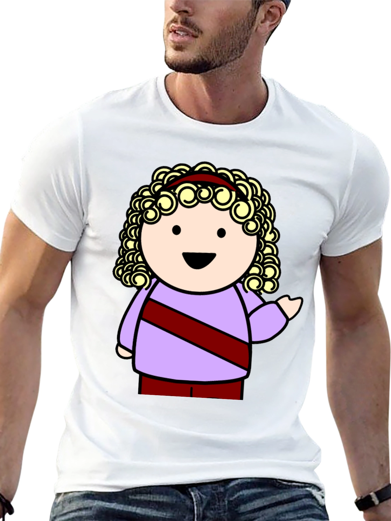 Cartoon Character Graphic Tee - Black T-Shirt