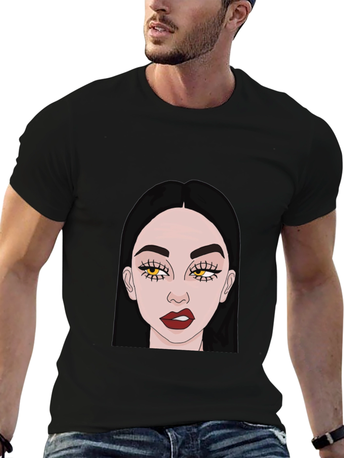 Trendy Woman Graphic Black T-Shirt