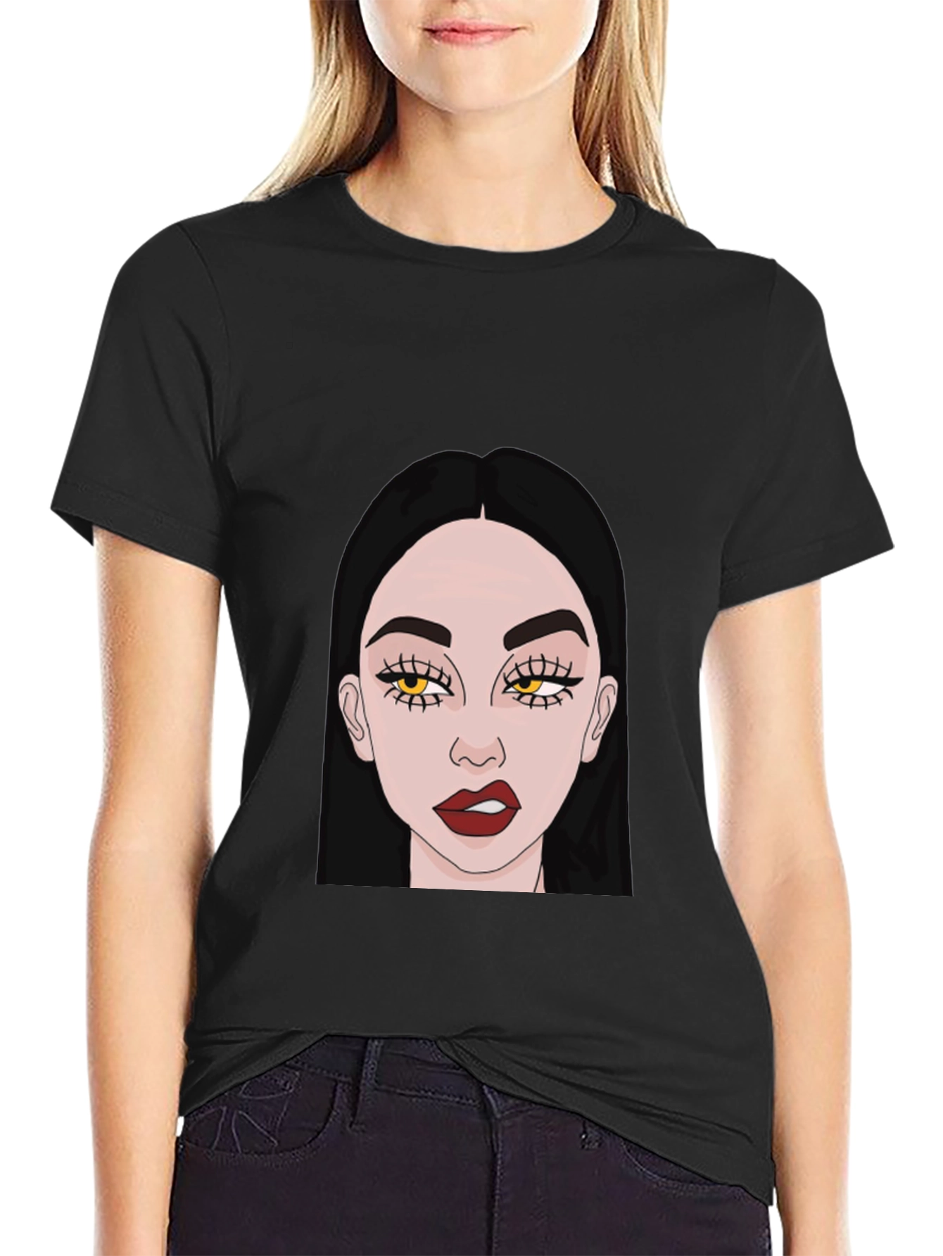 Trendy Woman Graphic Black T-Shirt