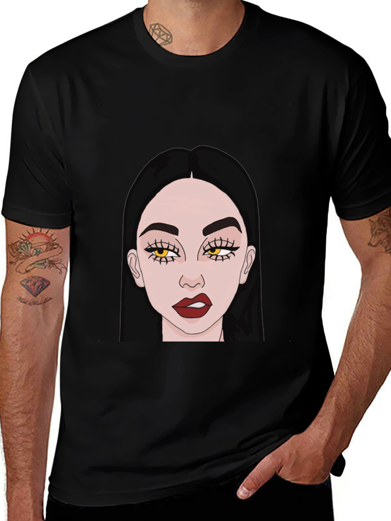 Trendy Woman Graphic Black T-Shirt